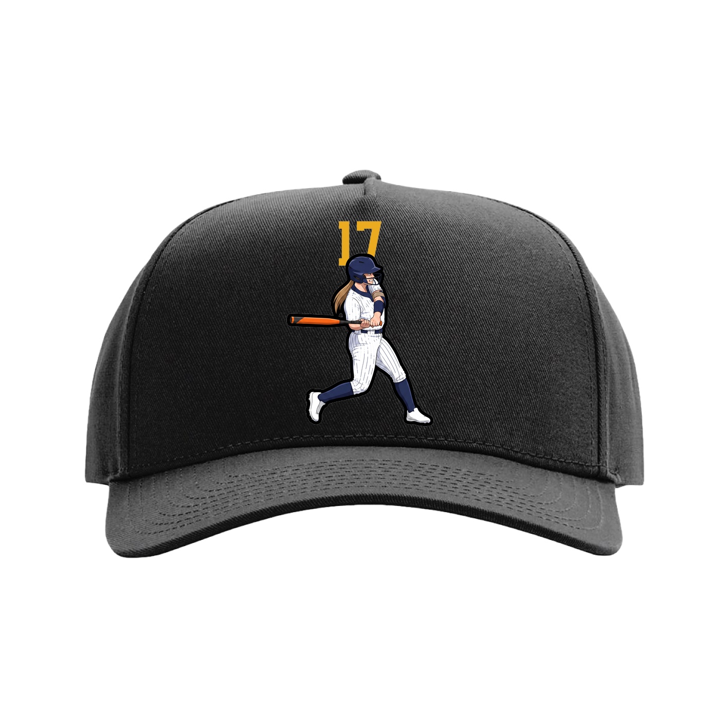 Full Fabric Five-Panel Champ Cap — Number Top in Black