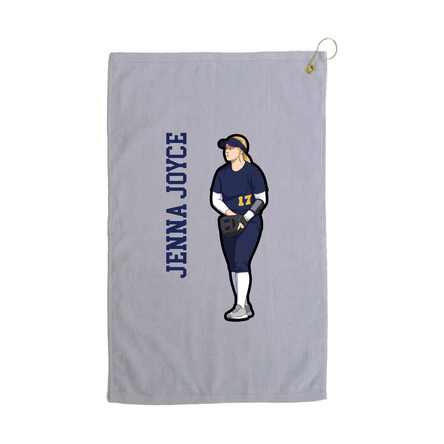 Golf Towel — Name Vertical in Grey