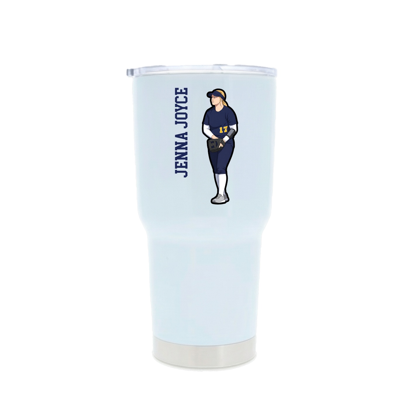 30oz Stainless Steel Tumbler — Name Vertical in White