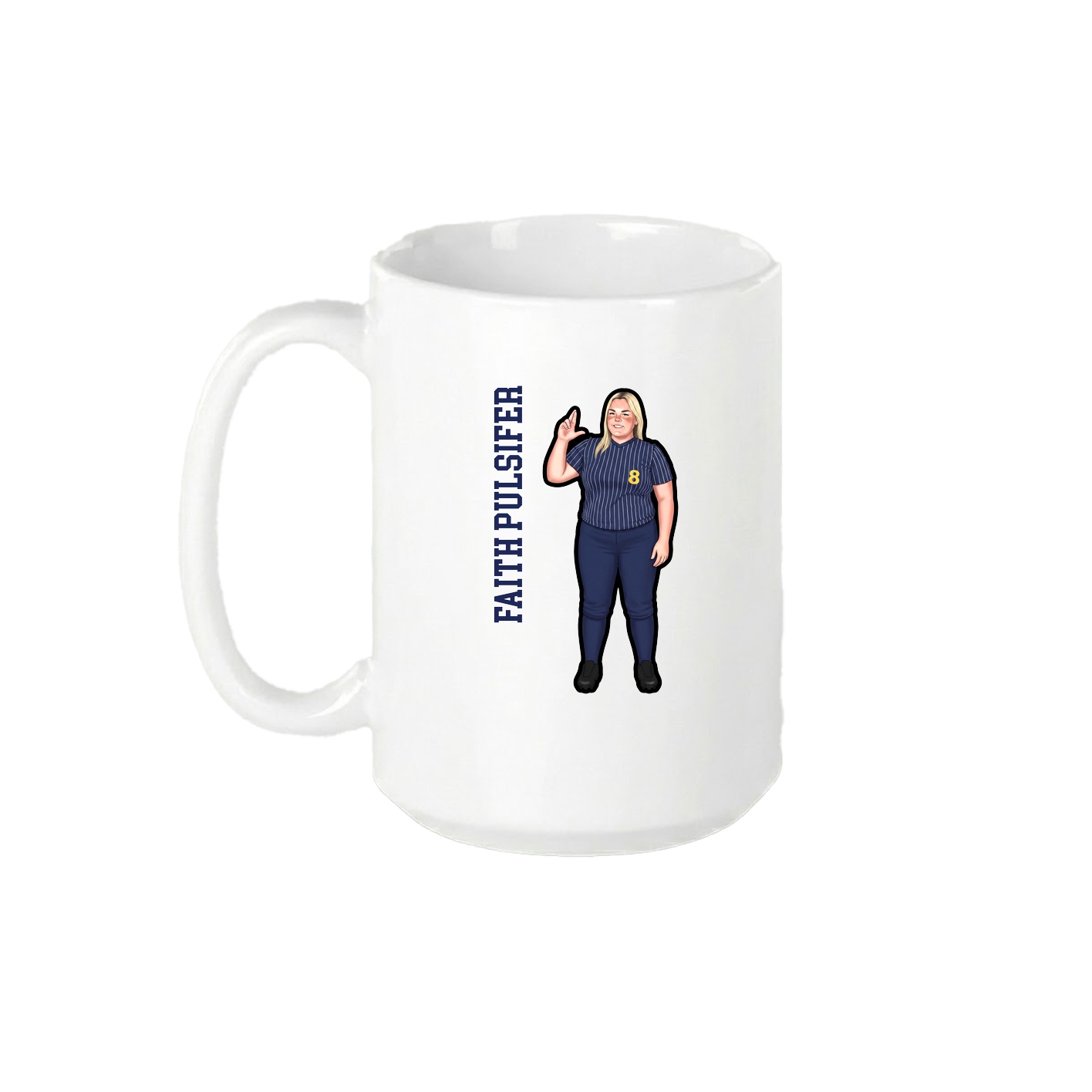 15oz Coffee Mug — Name Vertical in White