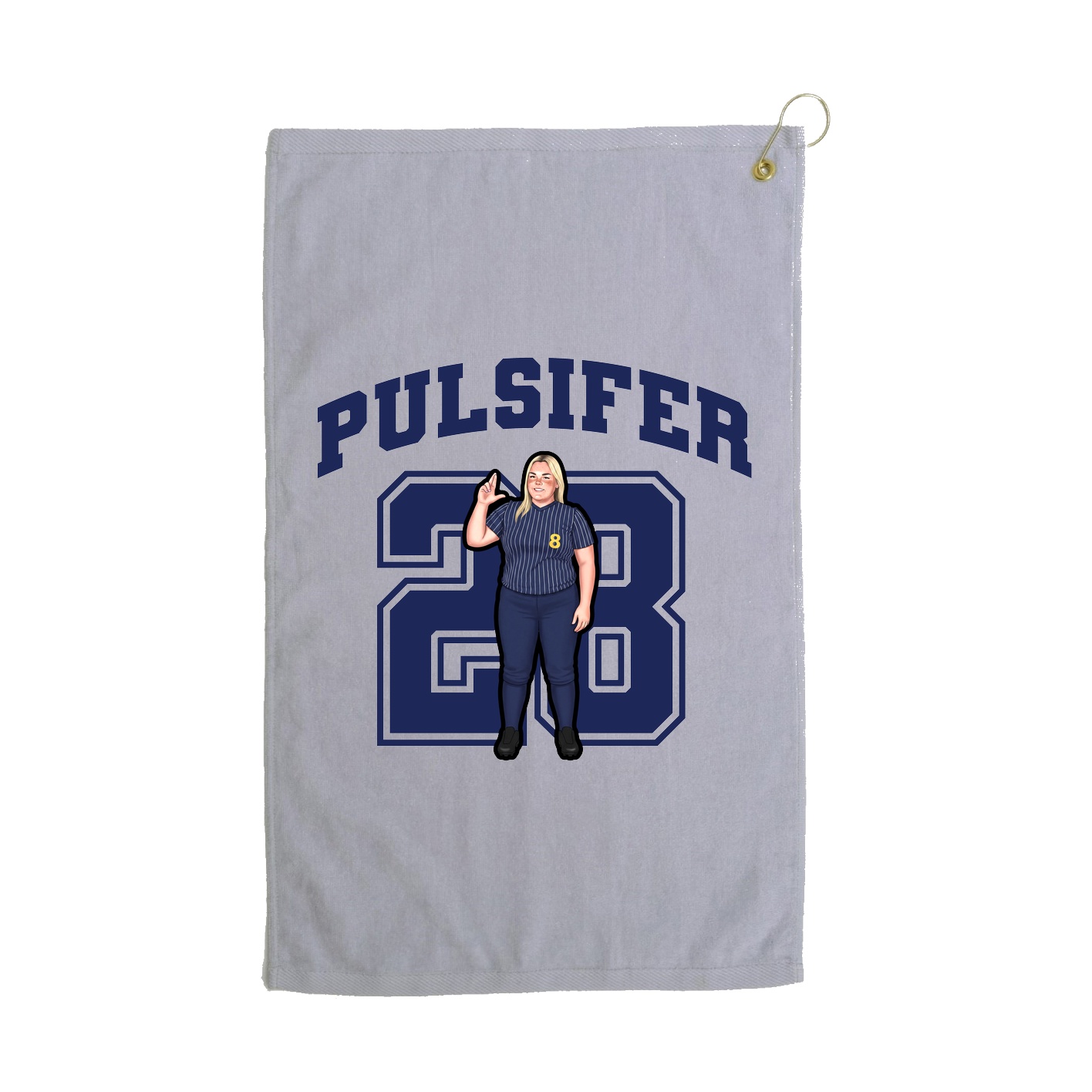 Golf Towel — Number in Grey