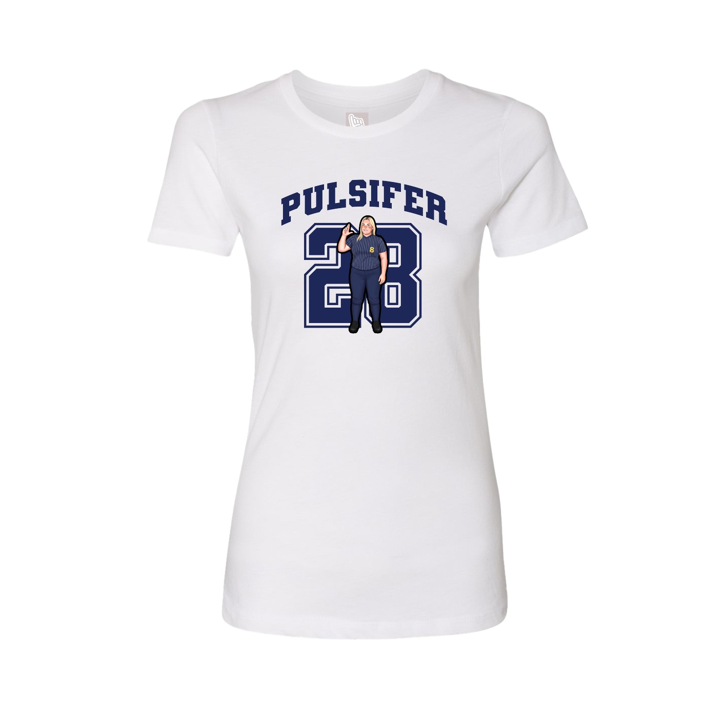 Fitted Women's Tee — Number in White