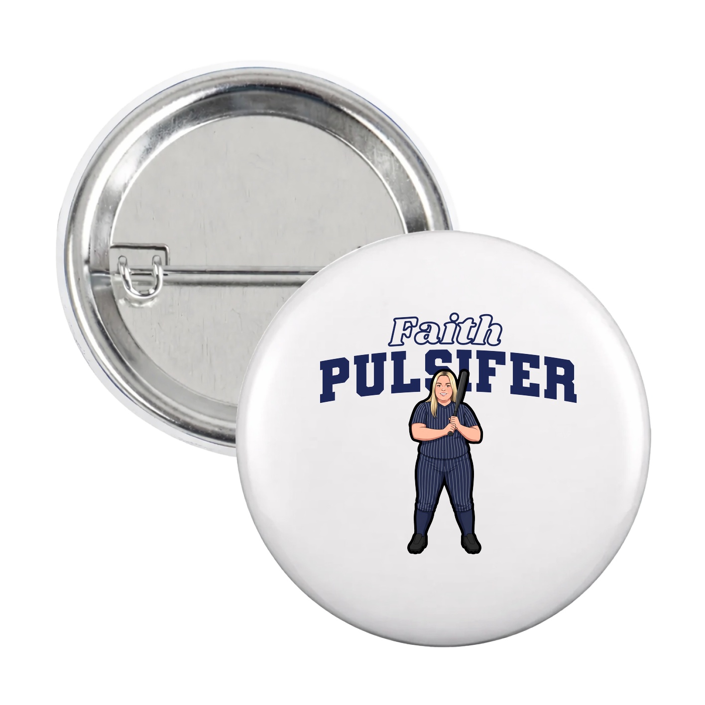 Game Day Button — Name Arch in White