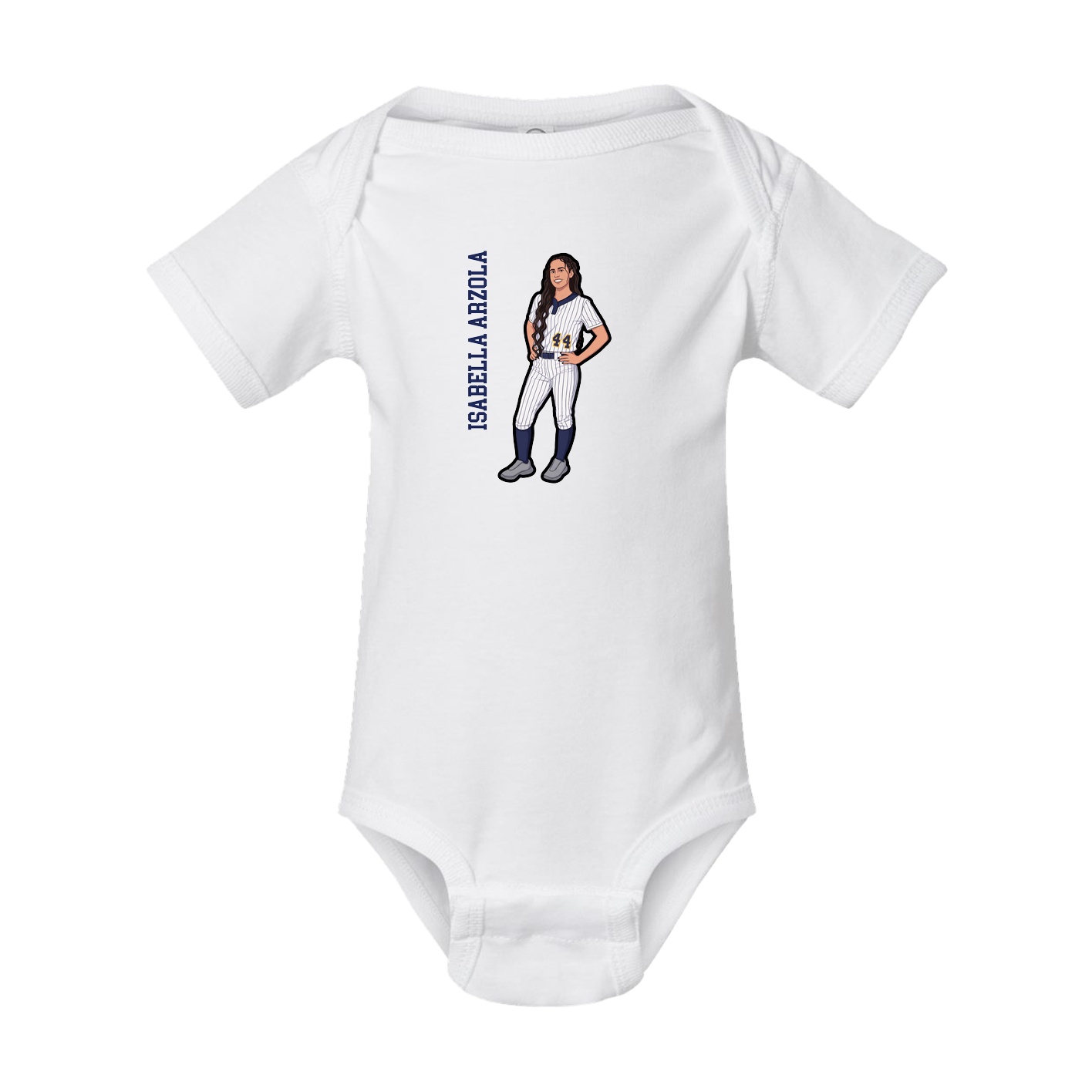 Baby Onesie — Name Vertical in White