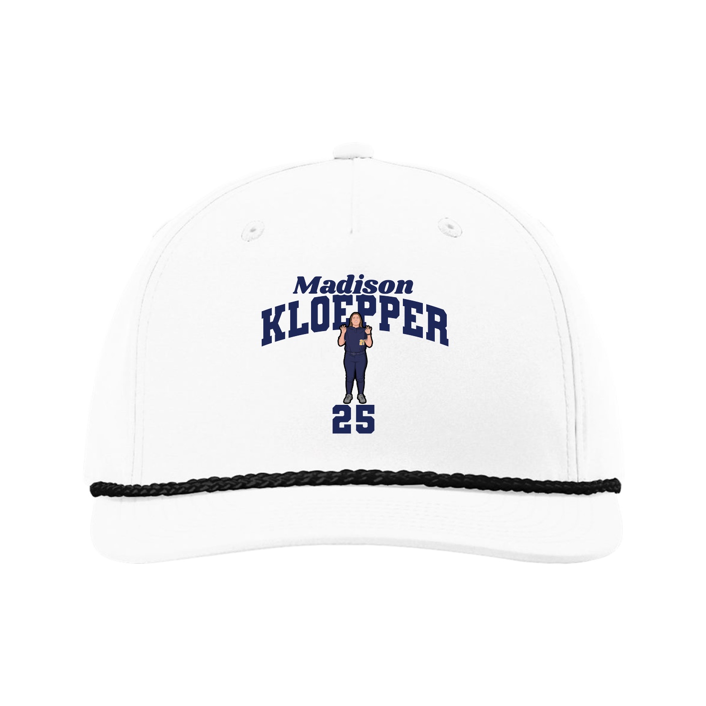 Five-Panel Classic Rope Cap — Signature Arch in White