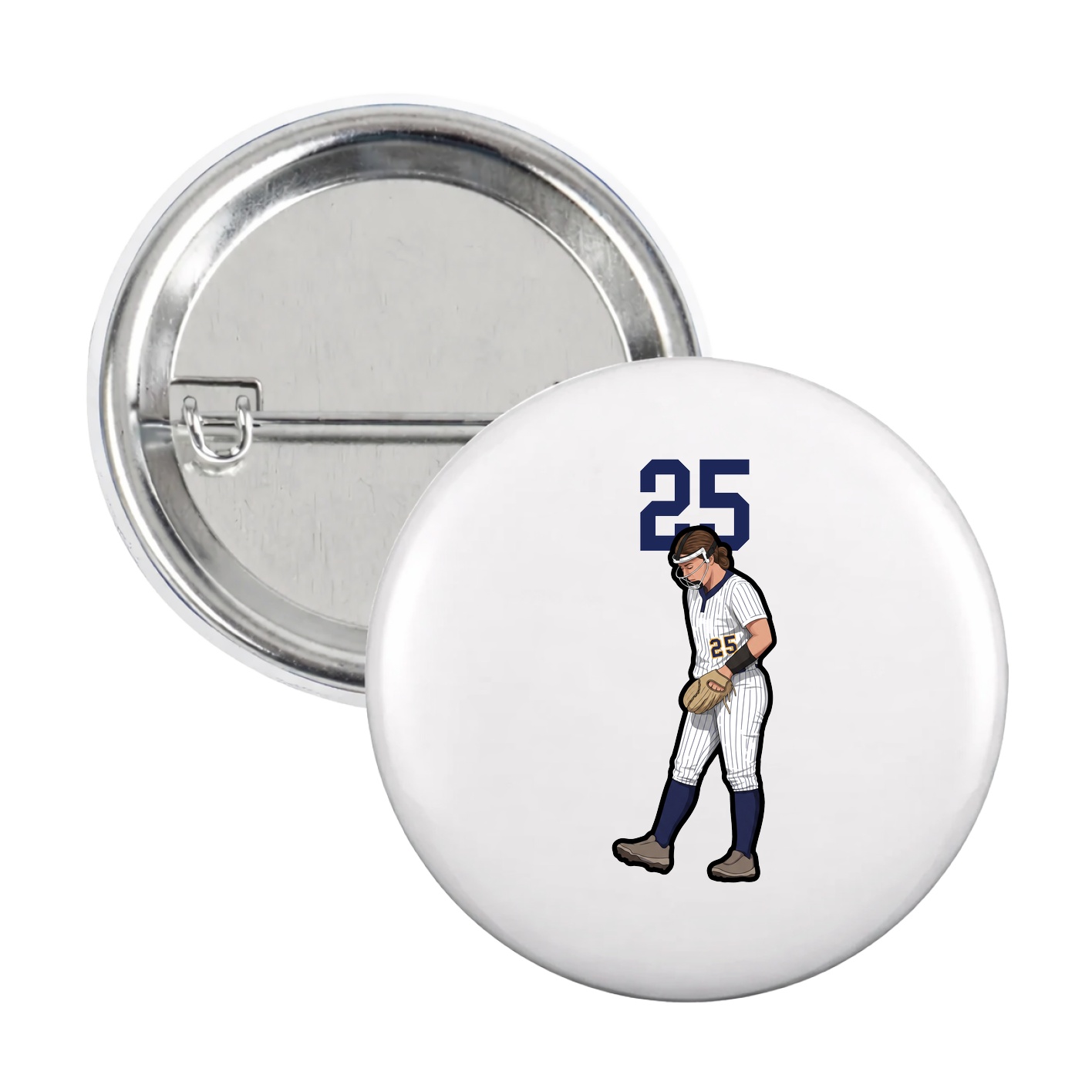 Game Day Button — Number Top in White
