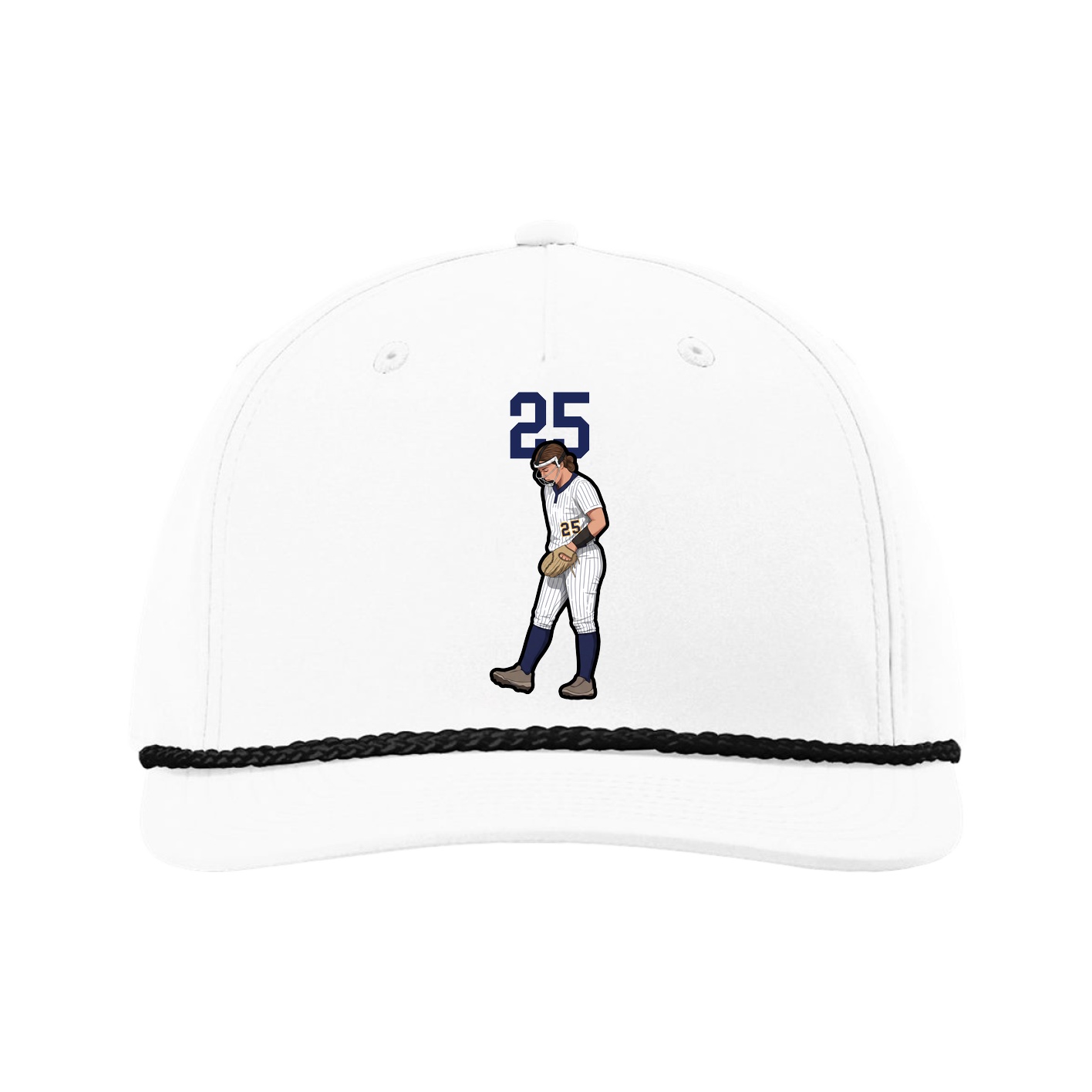 Five-Panel Classic Rope Cap — Number Top in White