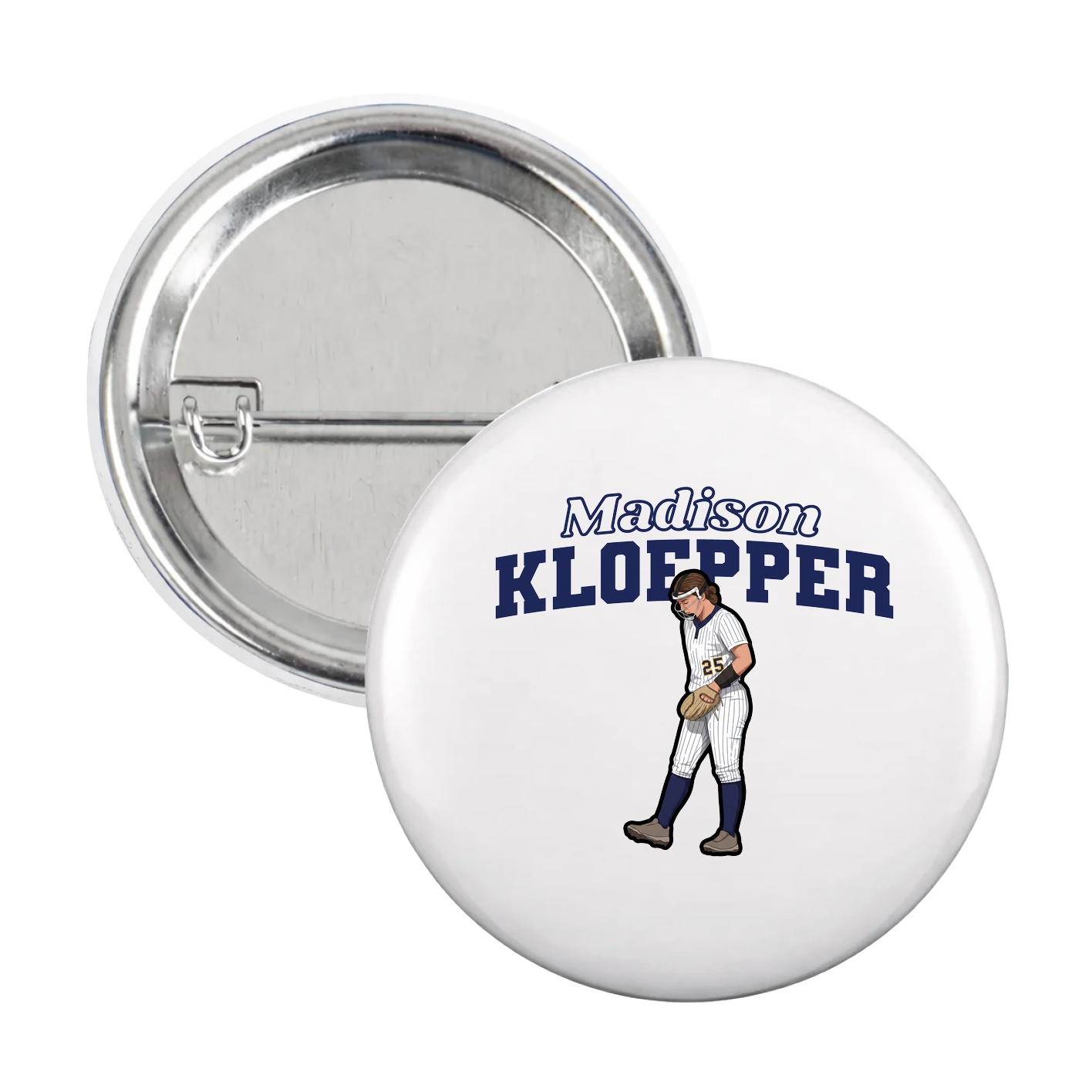 Game Day Button — Name Arch in White
