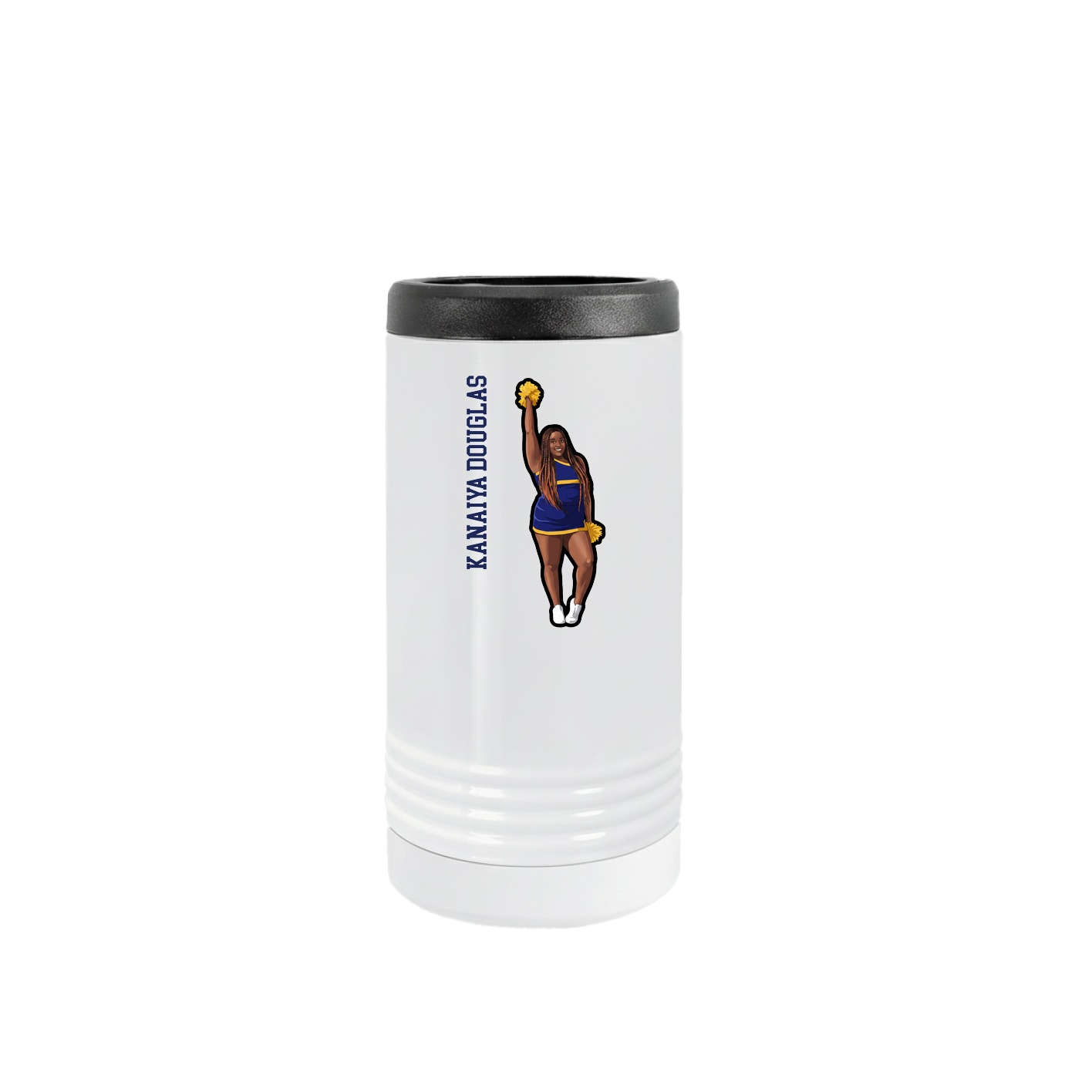 Slim Beverage Holder — Name Vertical in White