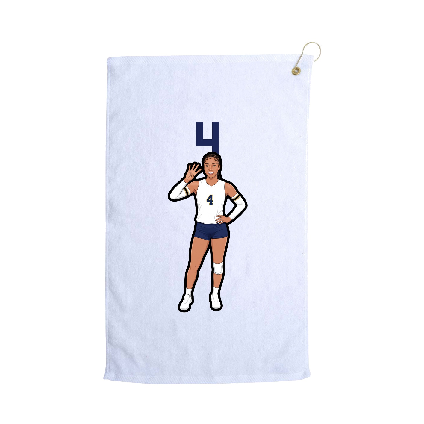Golf Towel — Number Top in White