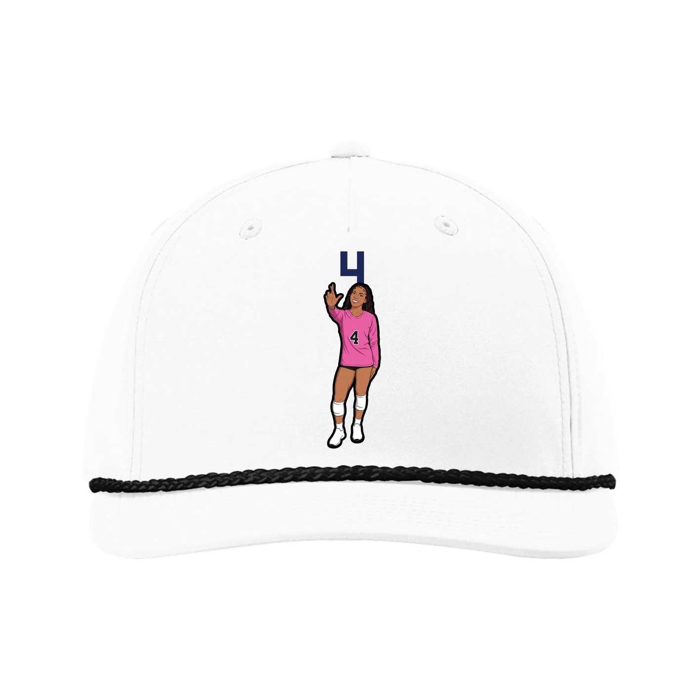 Five-Panel Classic Rope Cap — Number Top in White