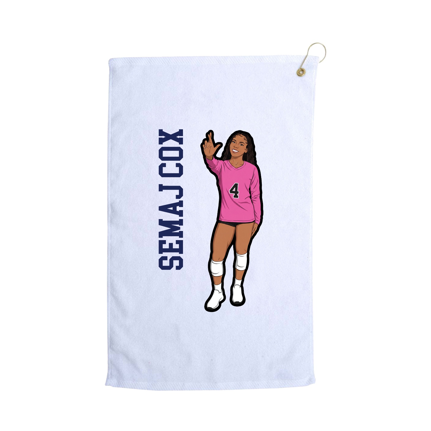 Golf Towel — Name Vertical in White