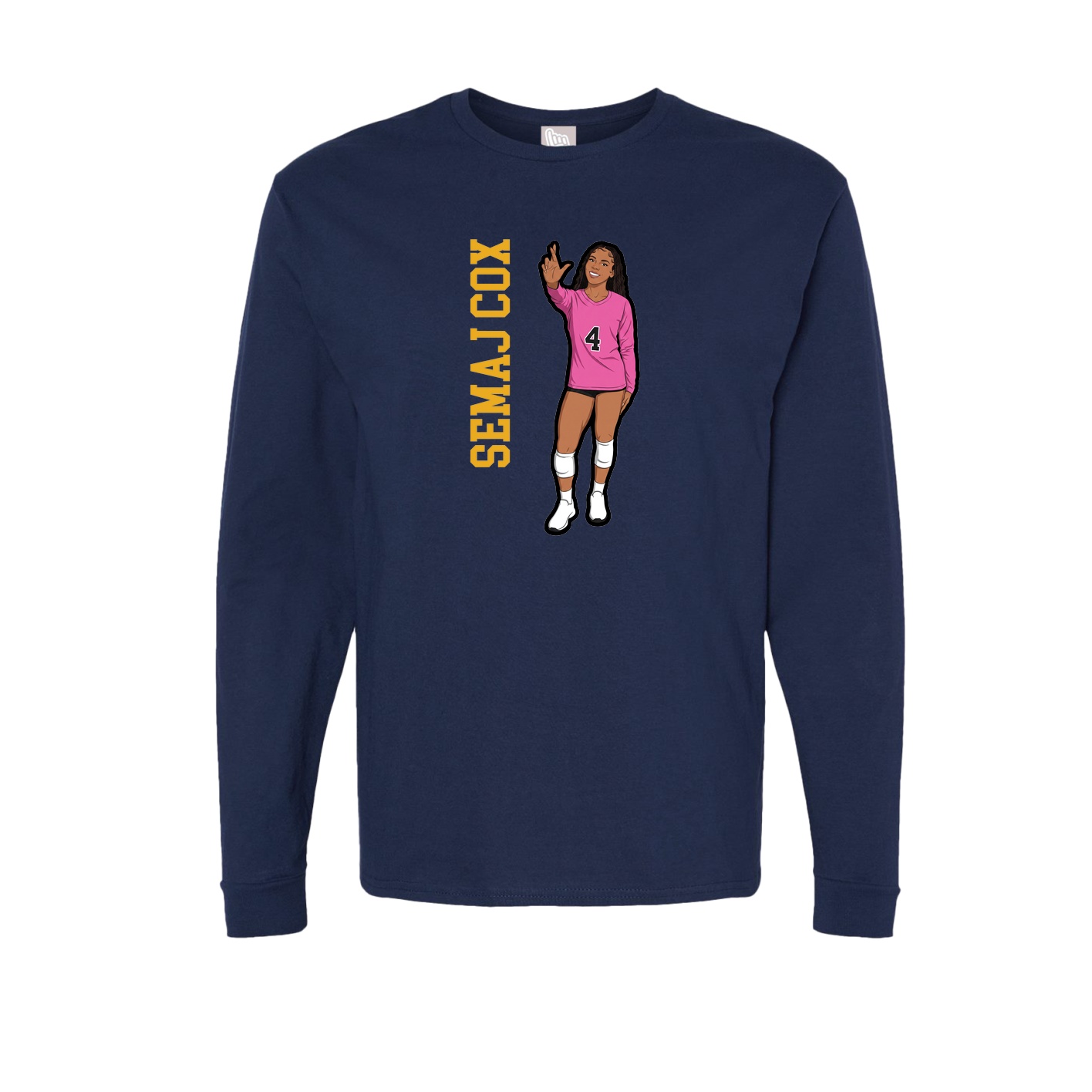 Long Sleeve Tee — Name Vertical in Navy