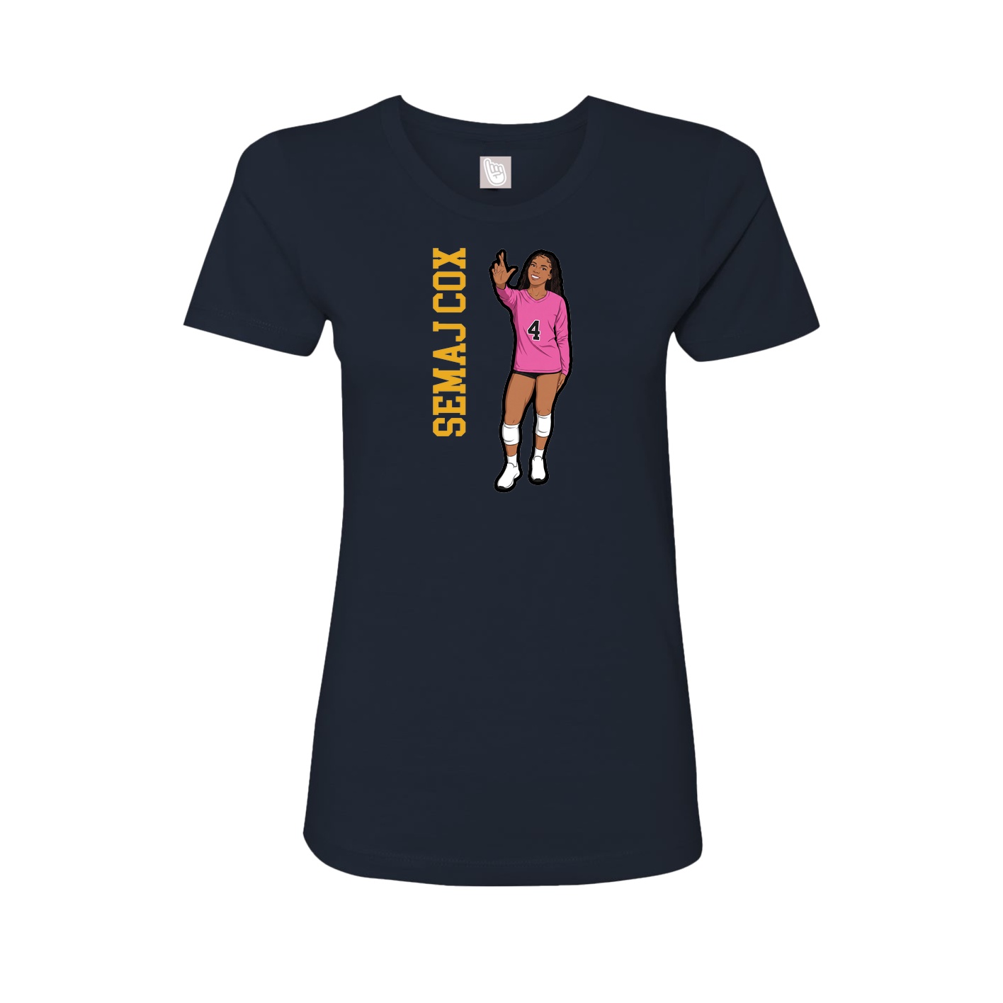 Fitted Women's Tee — Name Vertical in Navy