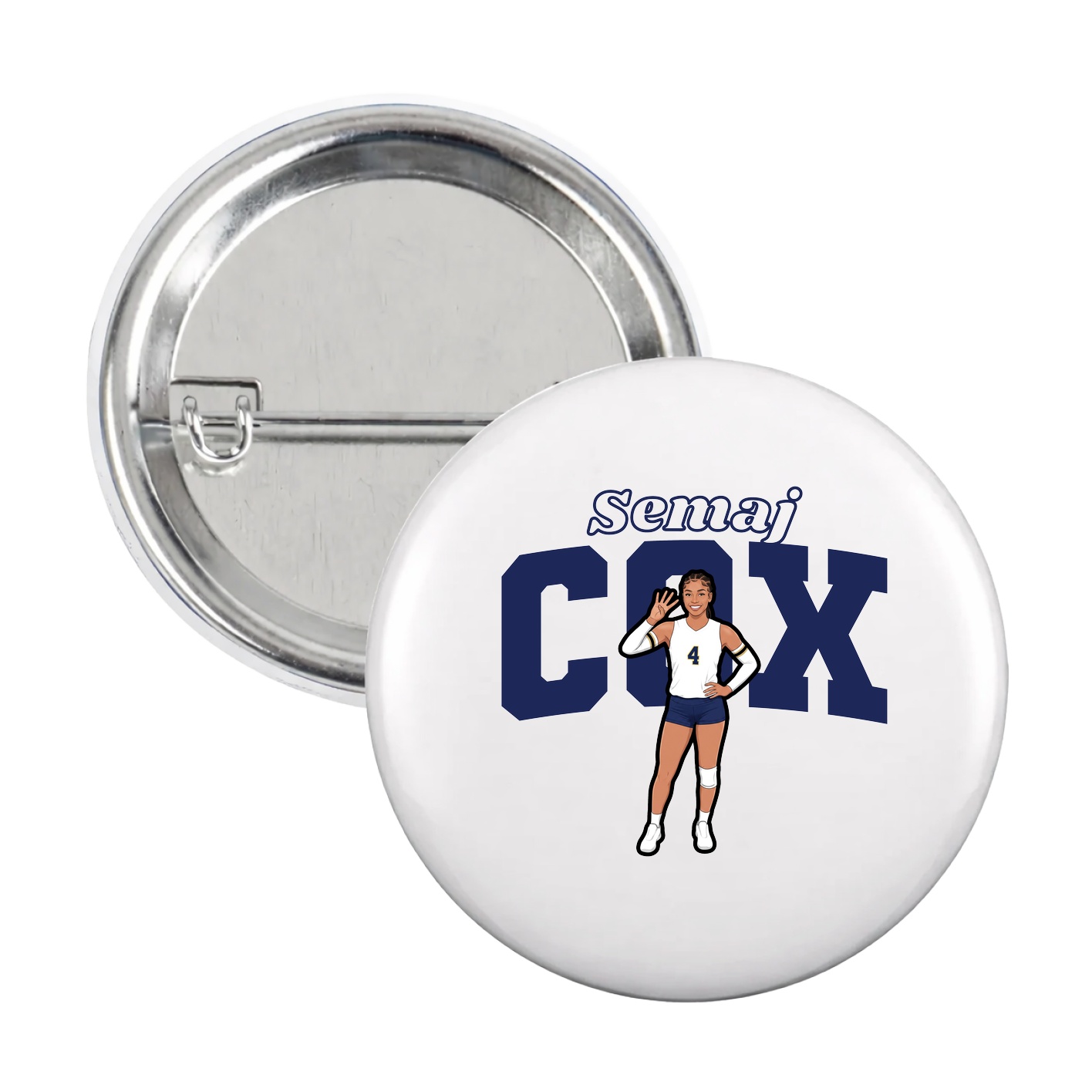 Game Day Button — Name Arch in White