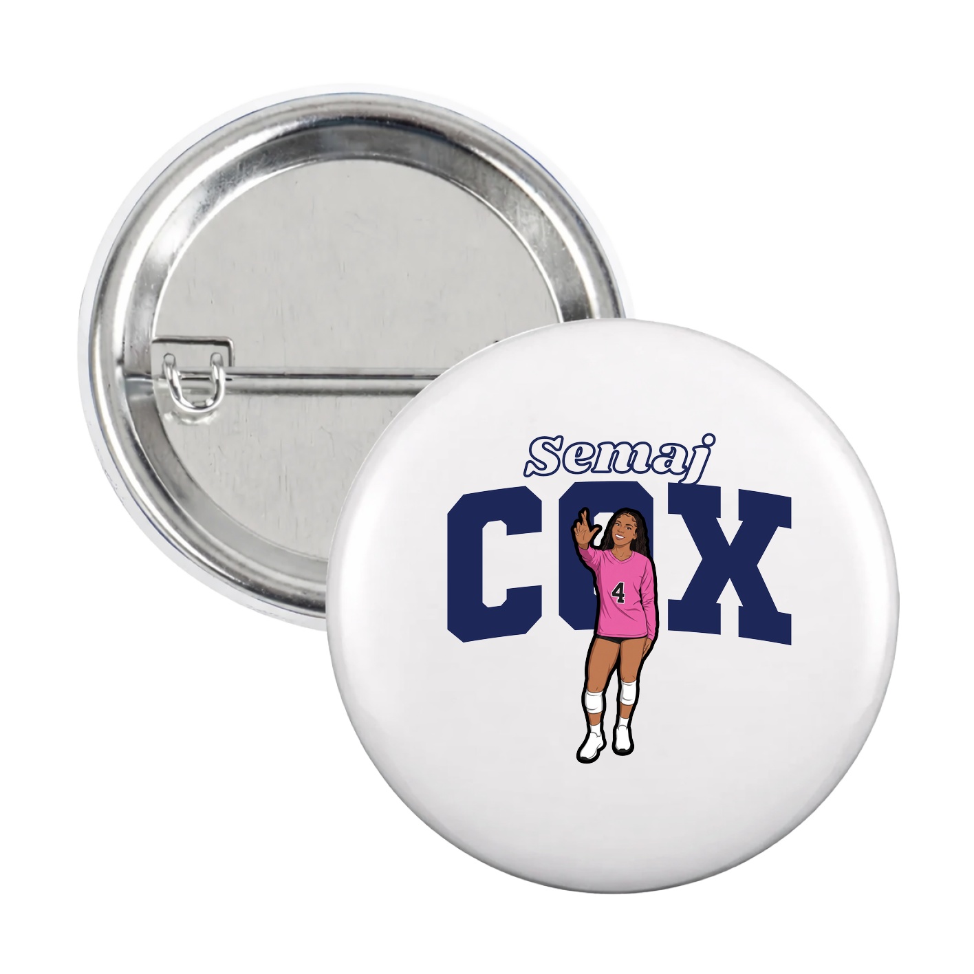 Game Day Button — Name Arch in White