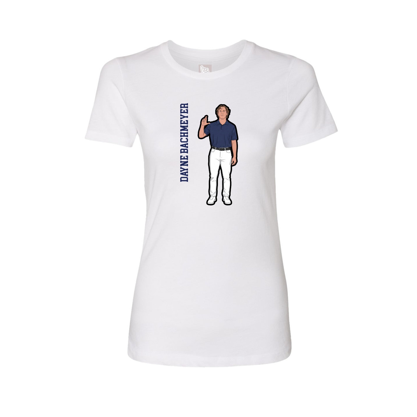 Fitted Women's Tee — Name Vertical in White