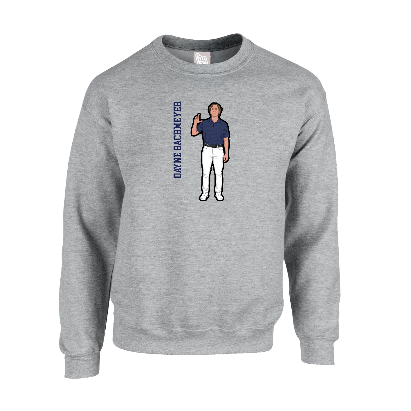 Fleece Crew — Name Vertical in Grey