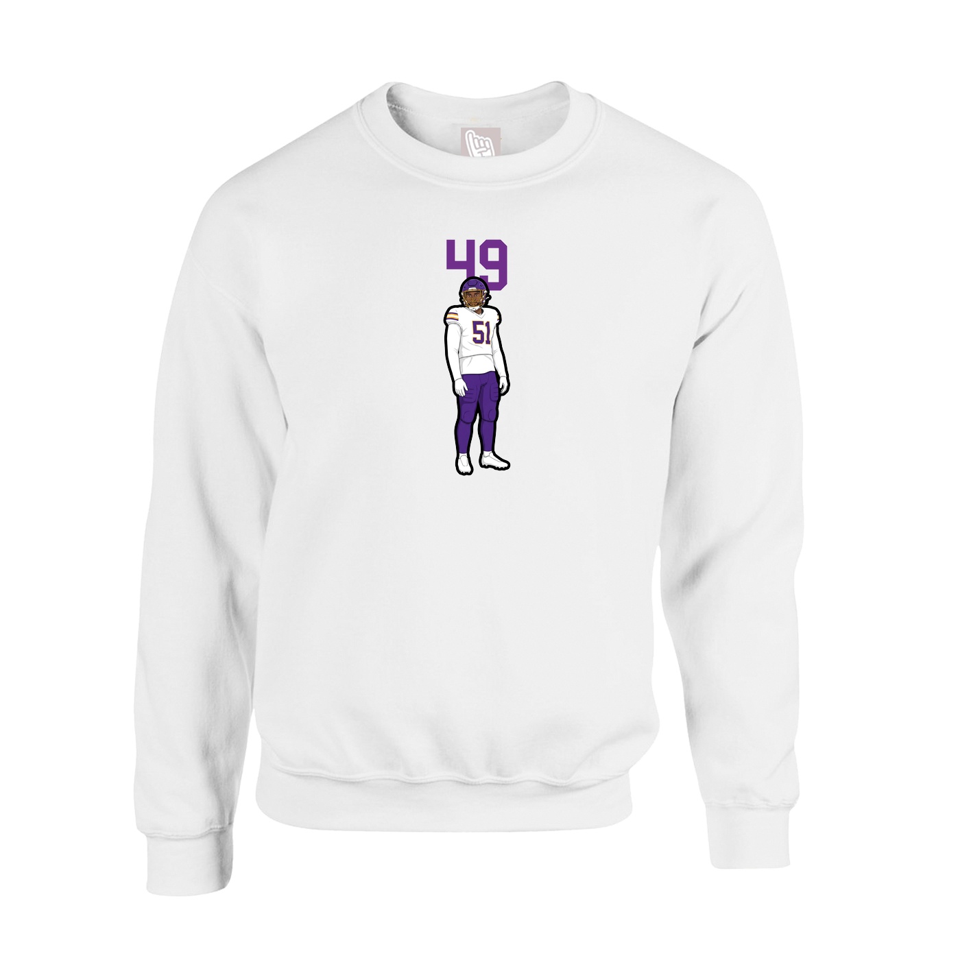 Fleece Crew — Number Top in White