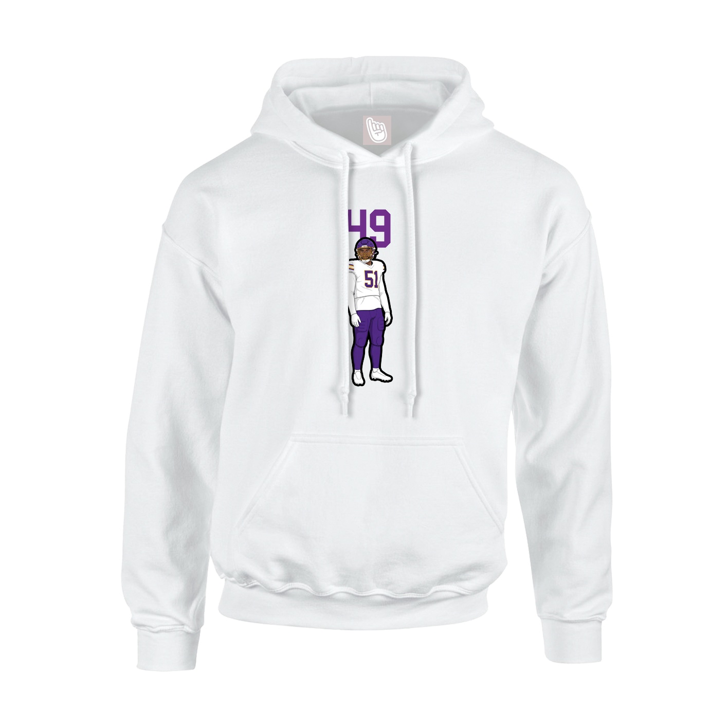 Youth Hoodie — Number Top in White