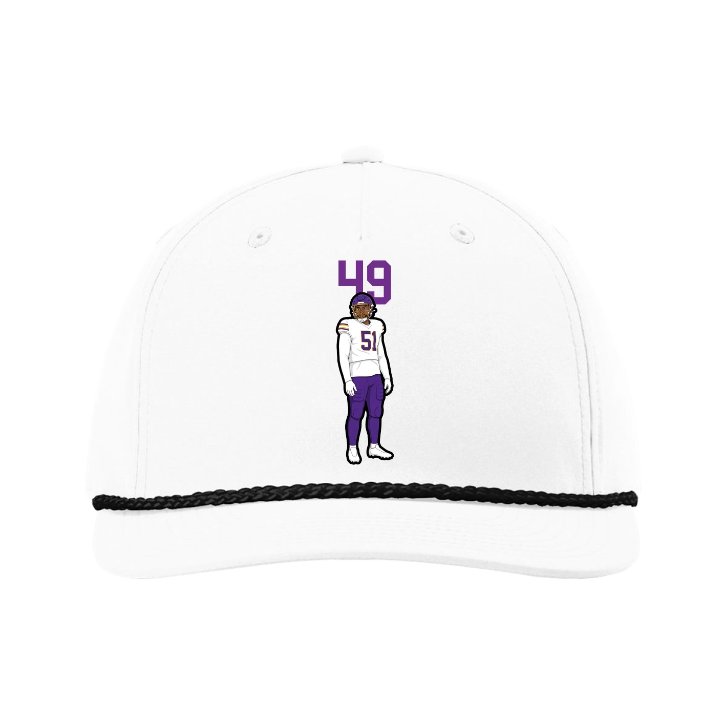 Five-Panel Classic Rope Cap — Number Top in White