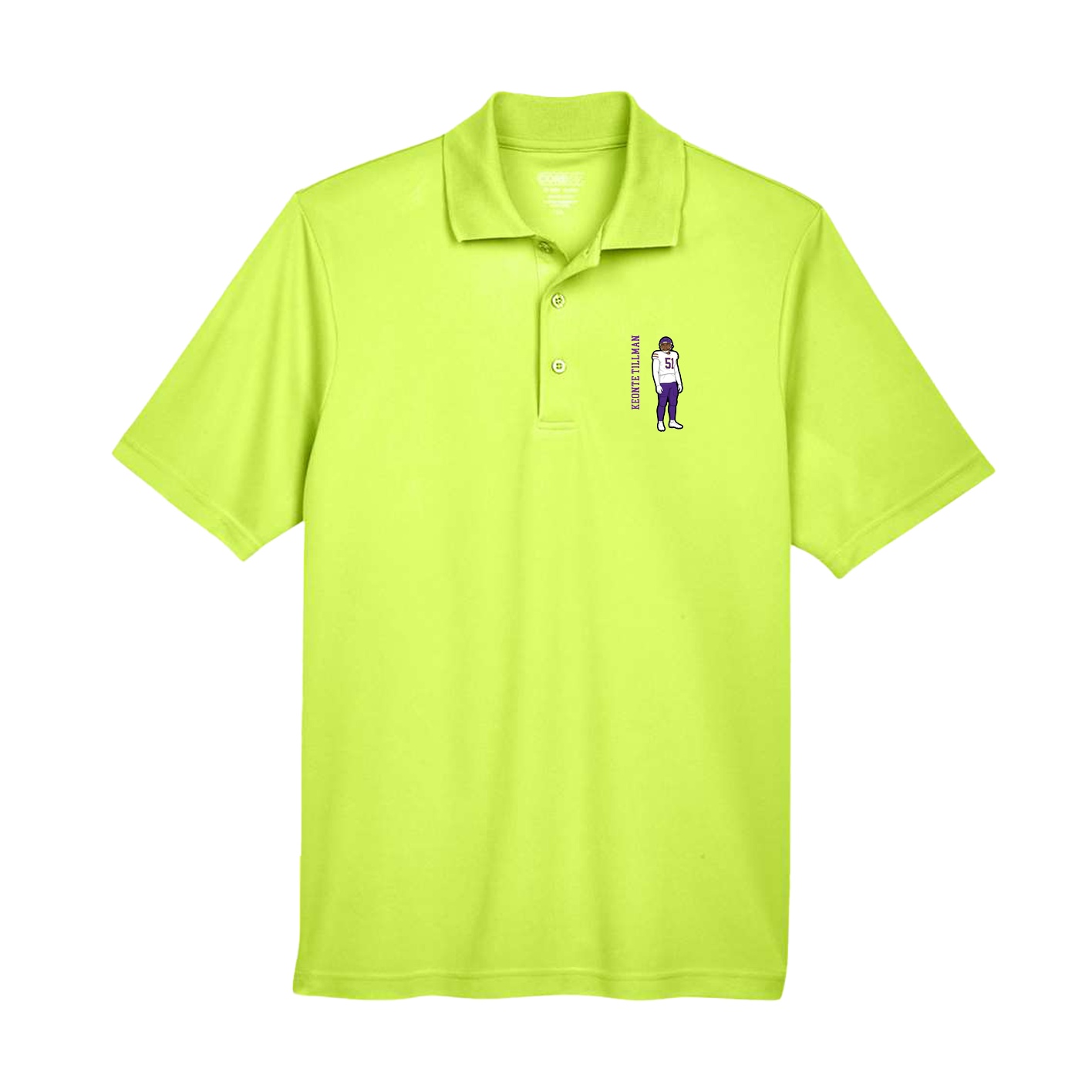 Performance Polo — Name Vertical in Yellow