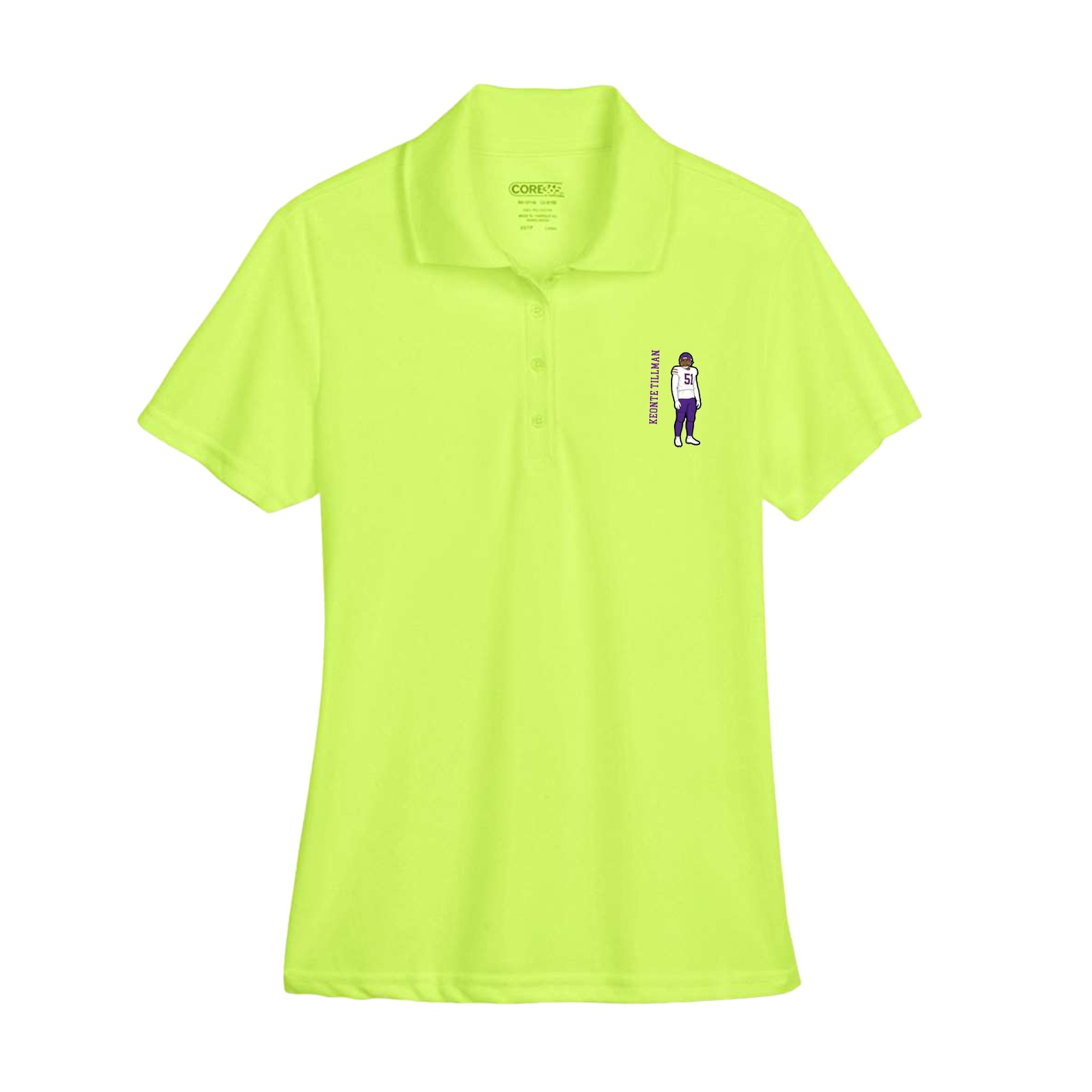Womens Performance Polo — Name Vertical in Yellow