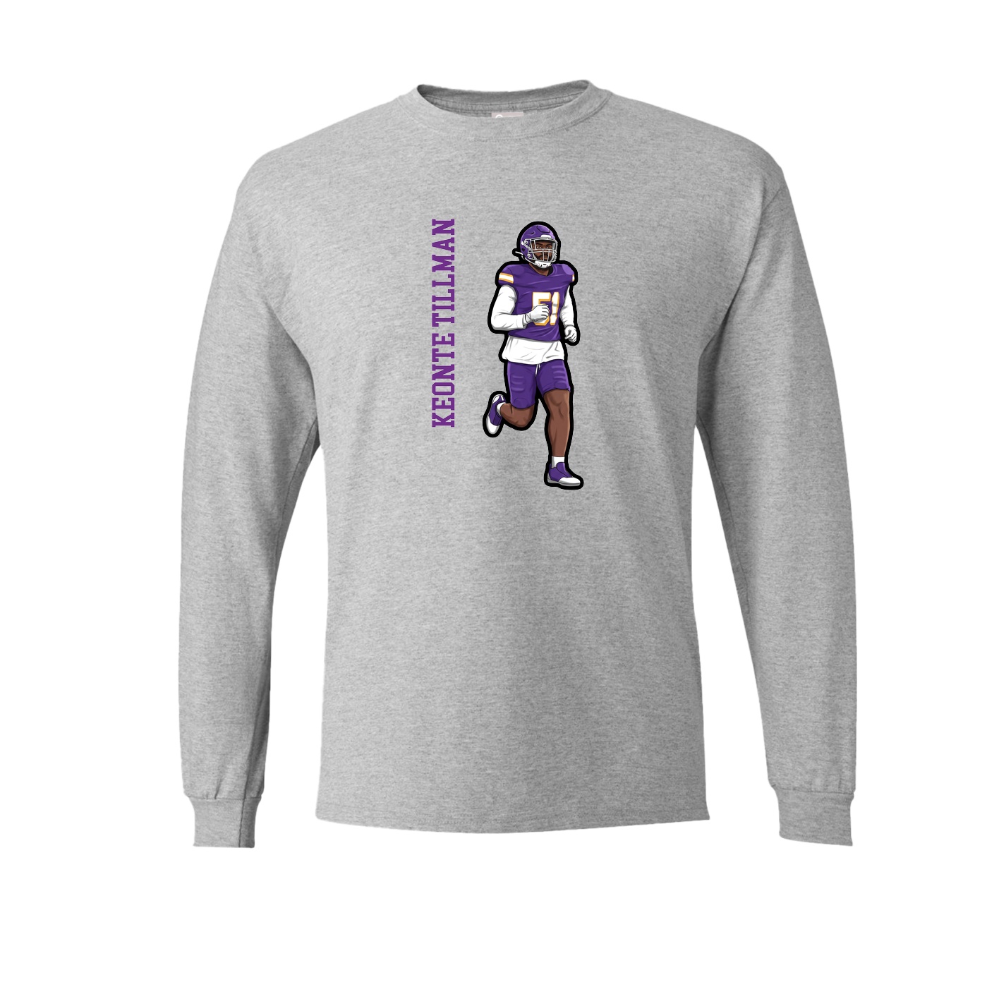 Long Sleeve Tee — Name Vertical in Grey