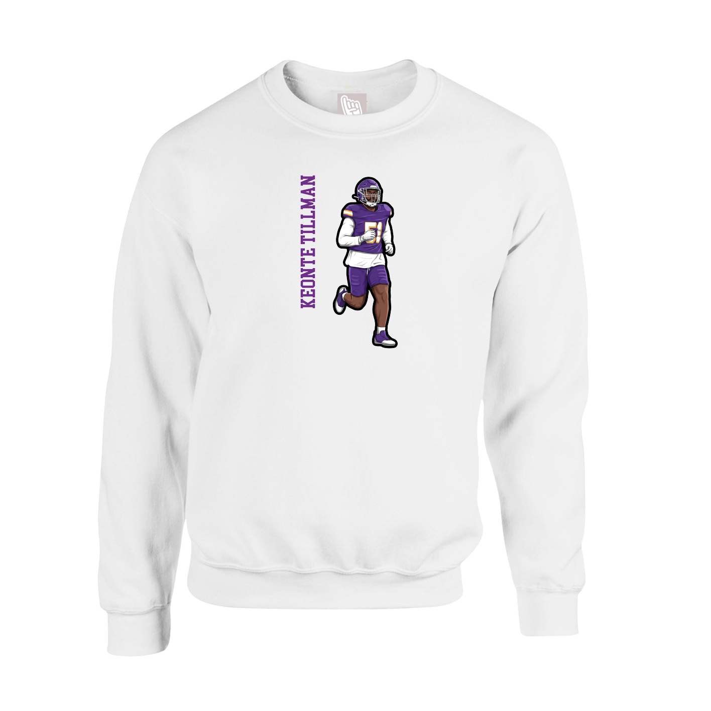Fleece Crew — Name Vertical in White