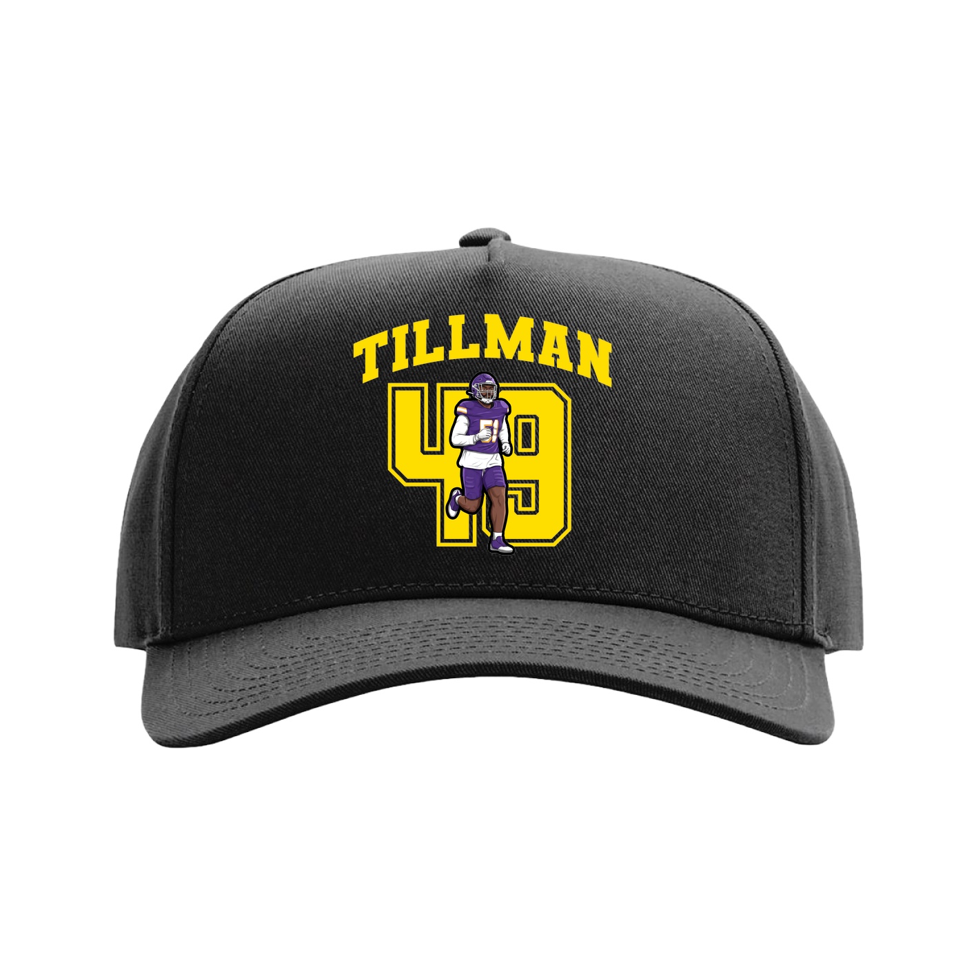 Full Fabric Five-Panel Champ Cap — Number in Black