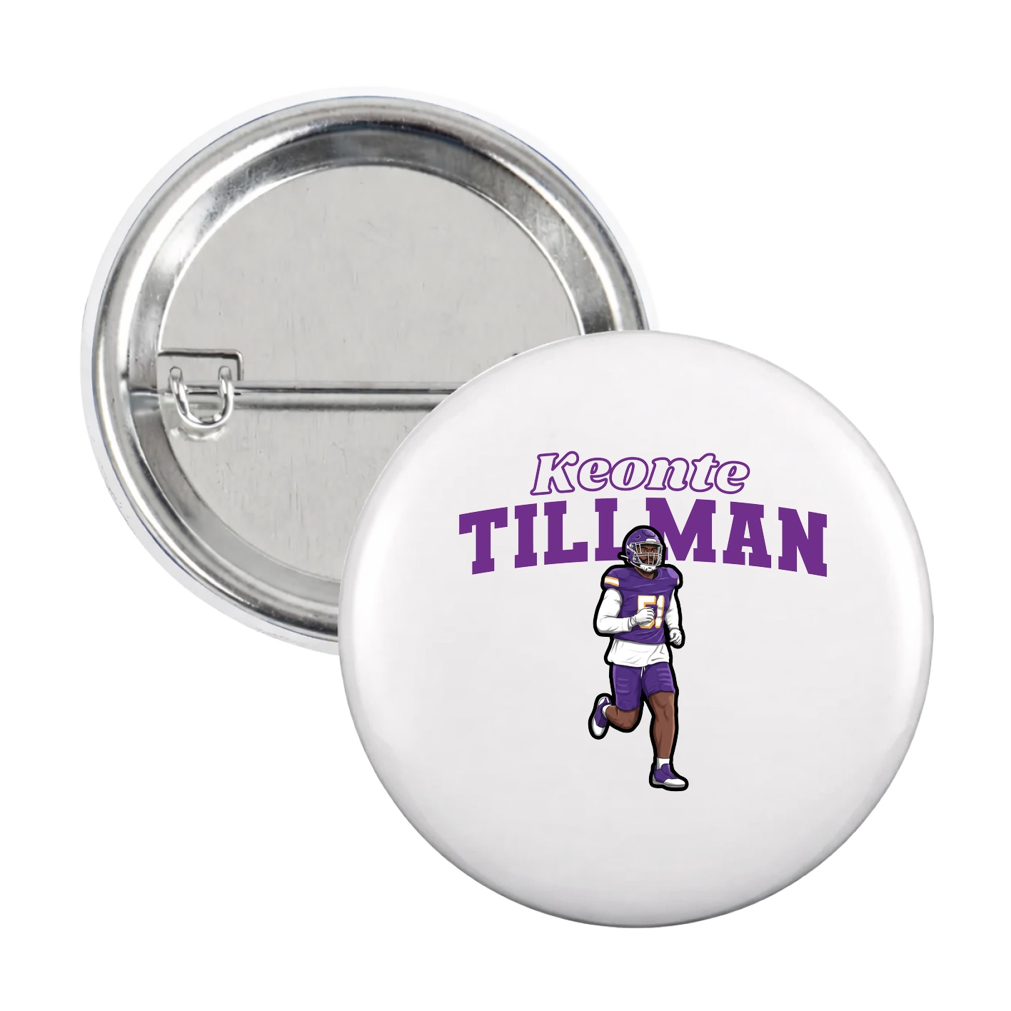 Game Day Button — Name Arch in White