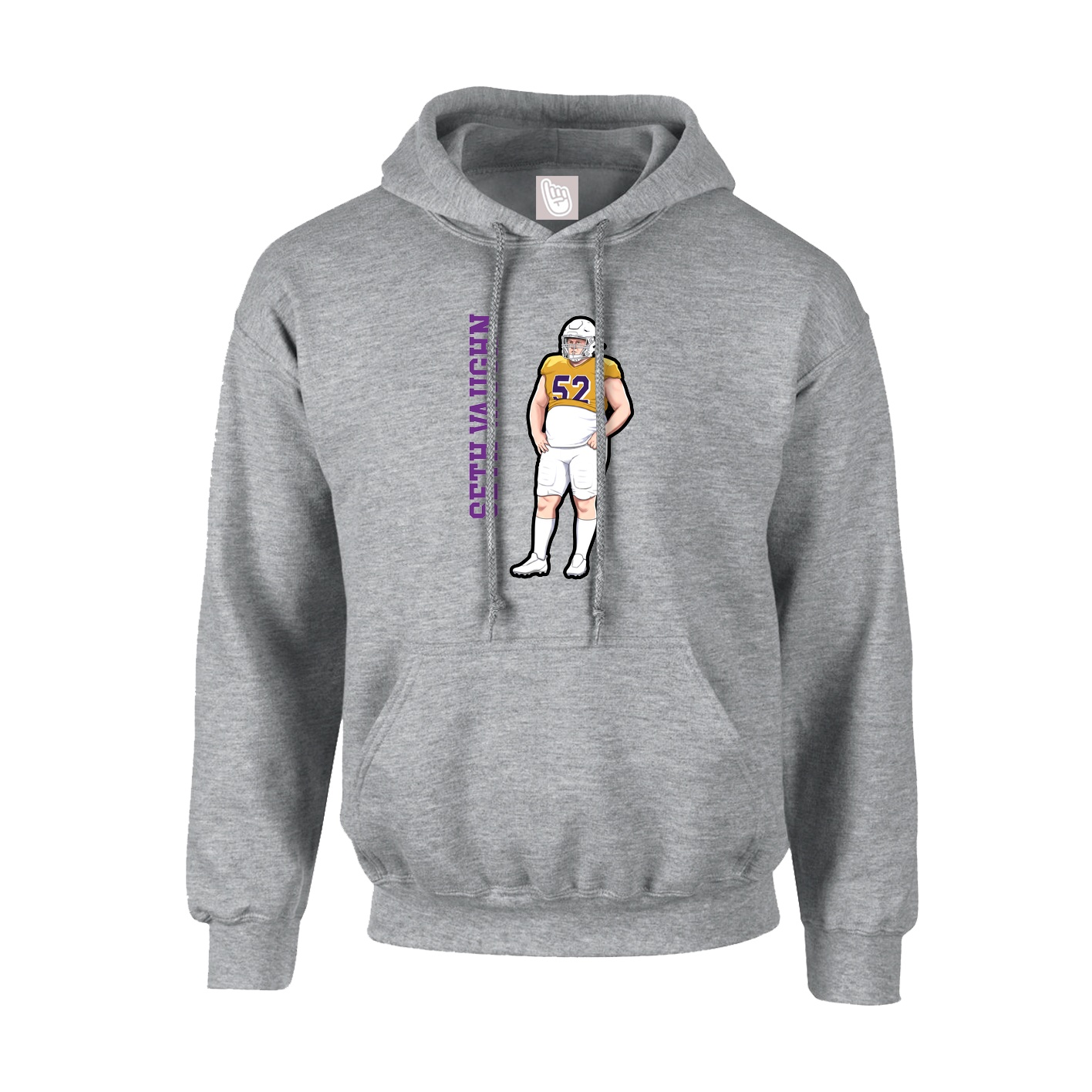 Hoodie — Name Vertical in Grey