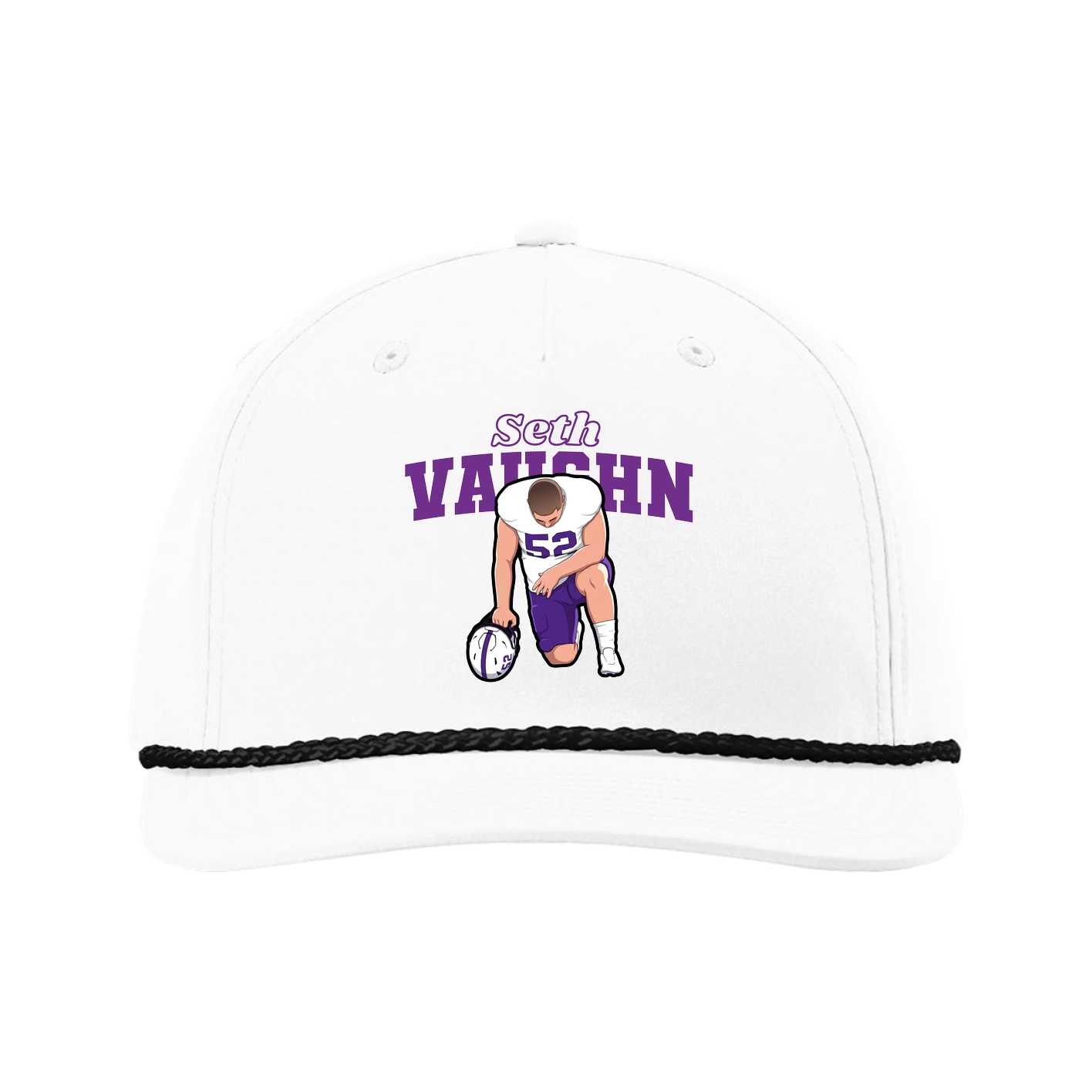 Five-Panel Classic Rope Cap — Name Arch in White