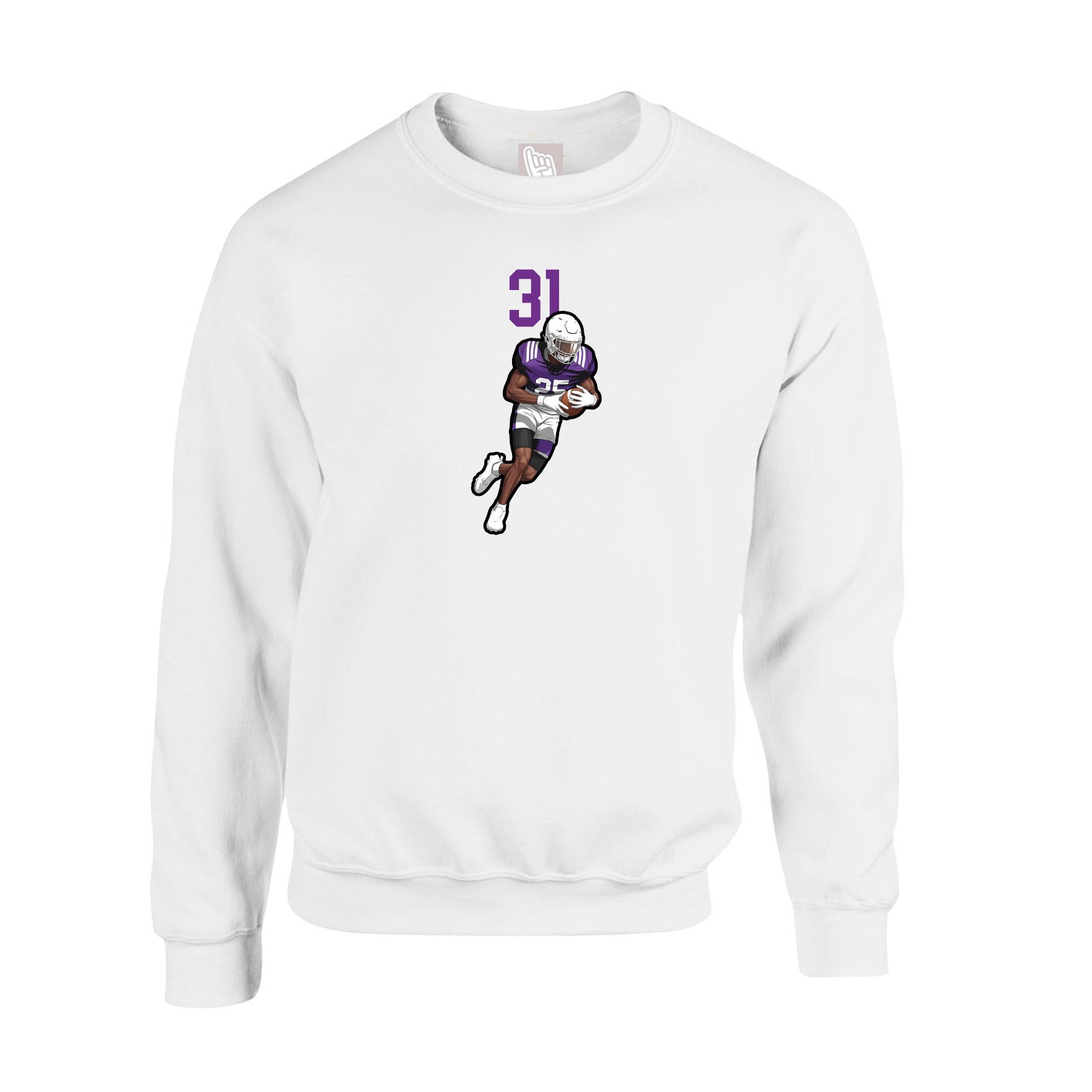 Fleece Crew — Number Top in White