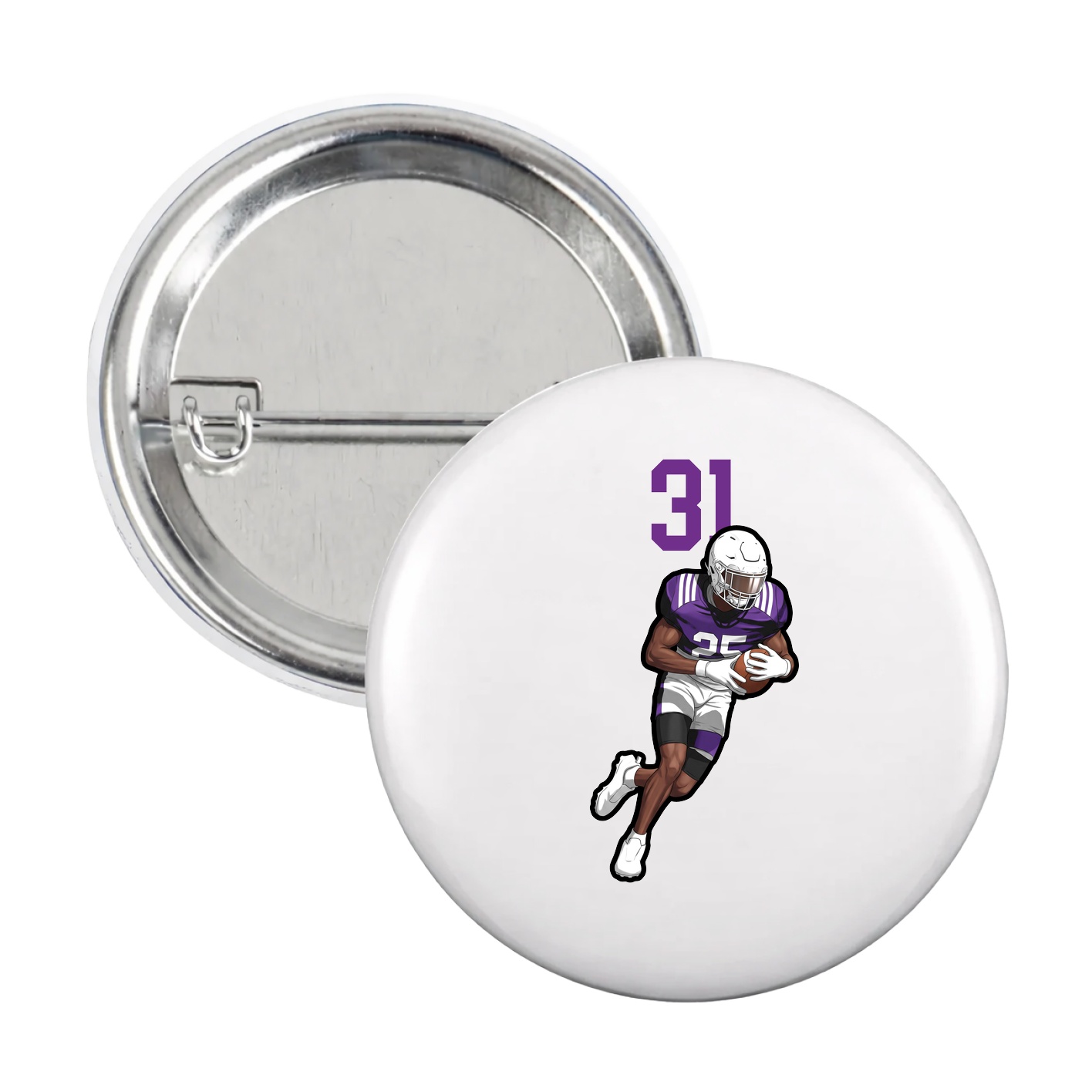 Game Day Button — Number Top in White