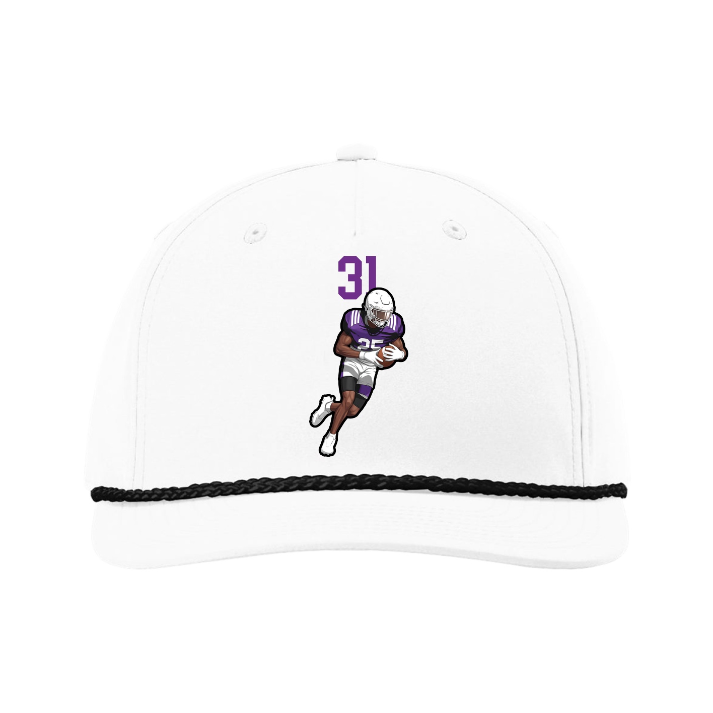 Five-Panel Classic Rope Cap — Number Top in White