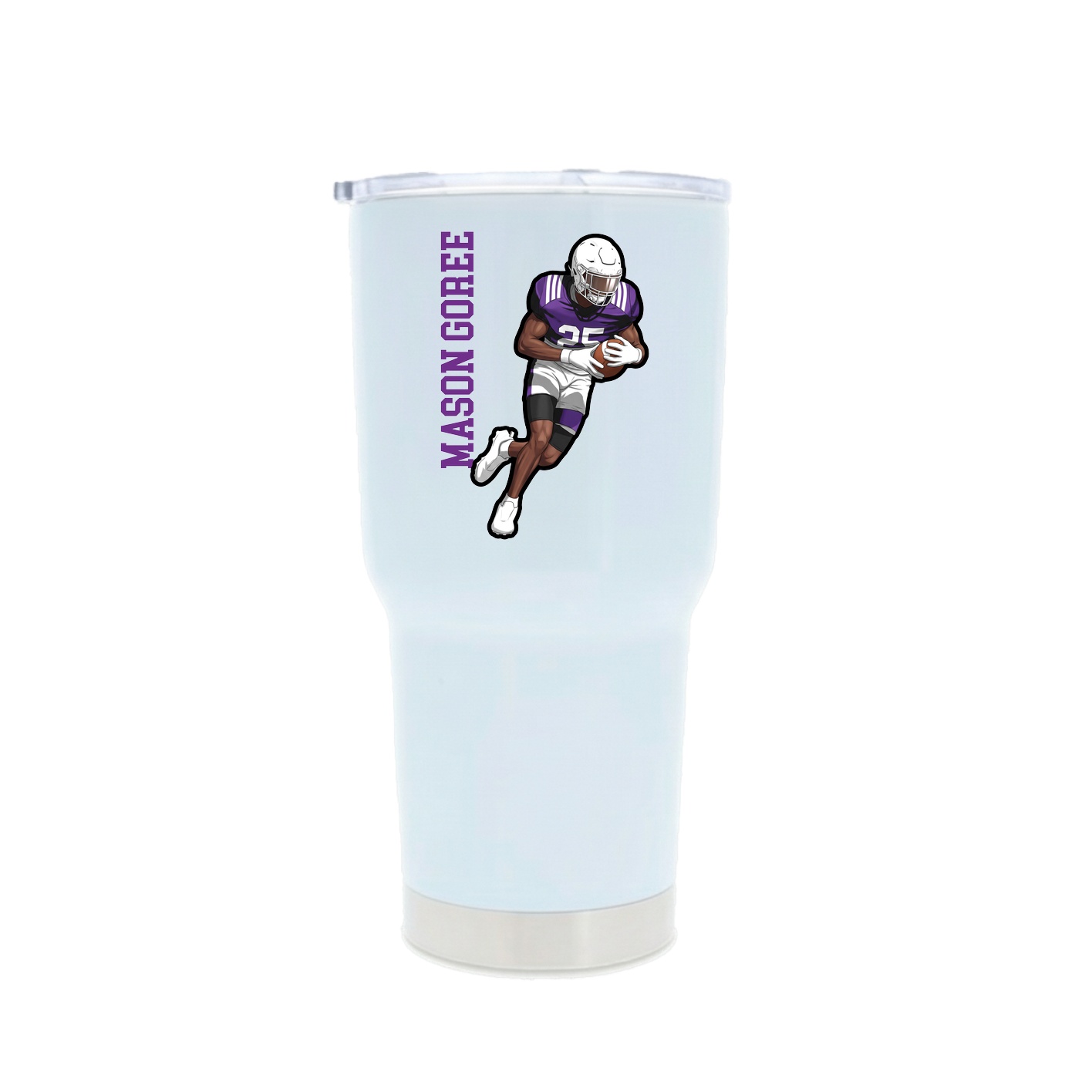 30oz Stainless Steel Tumbler — Name Vertical in White