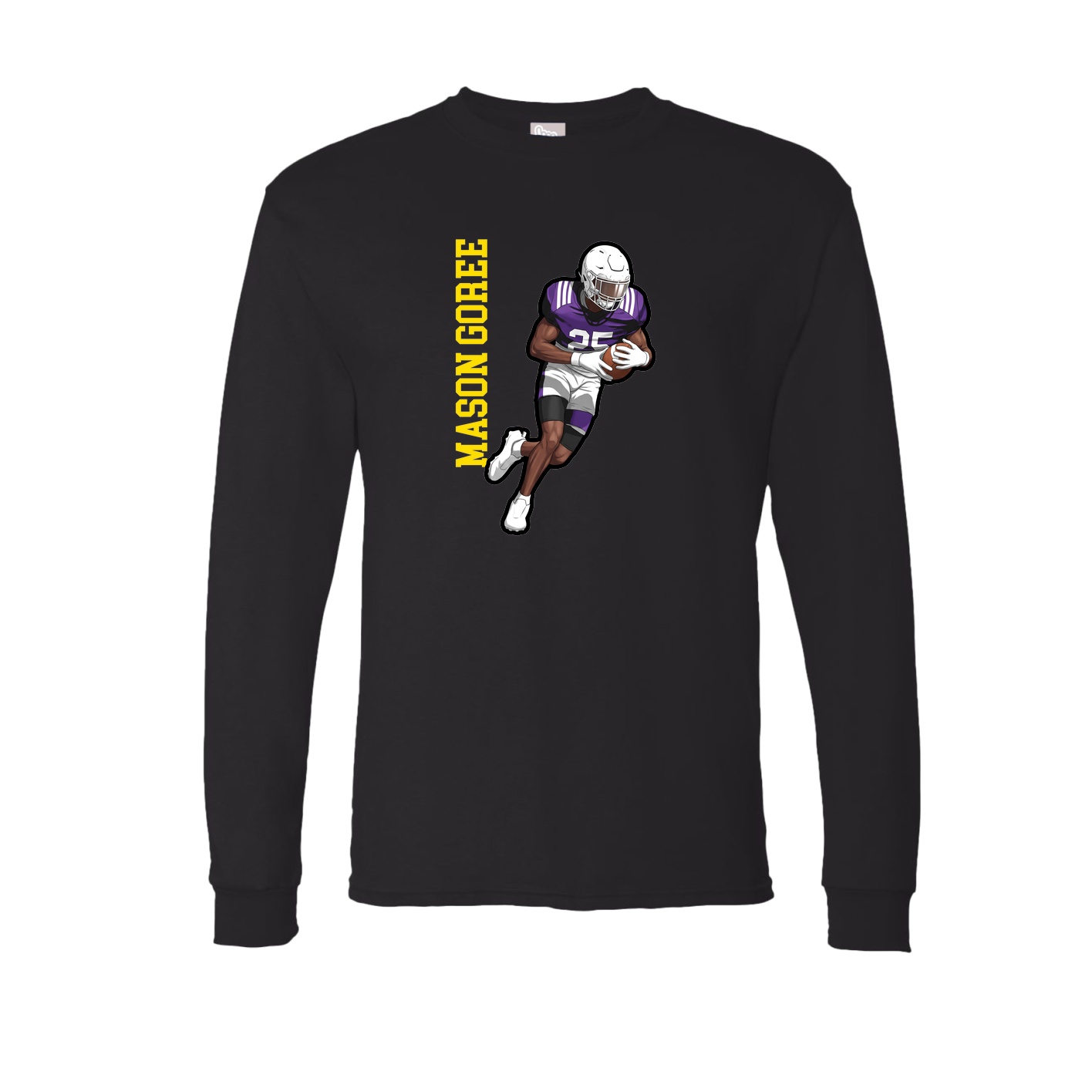 Long Sleeve Tee — Name Vertical in Black