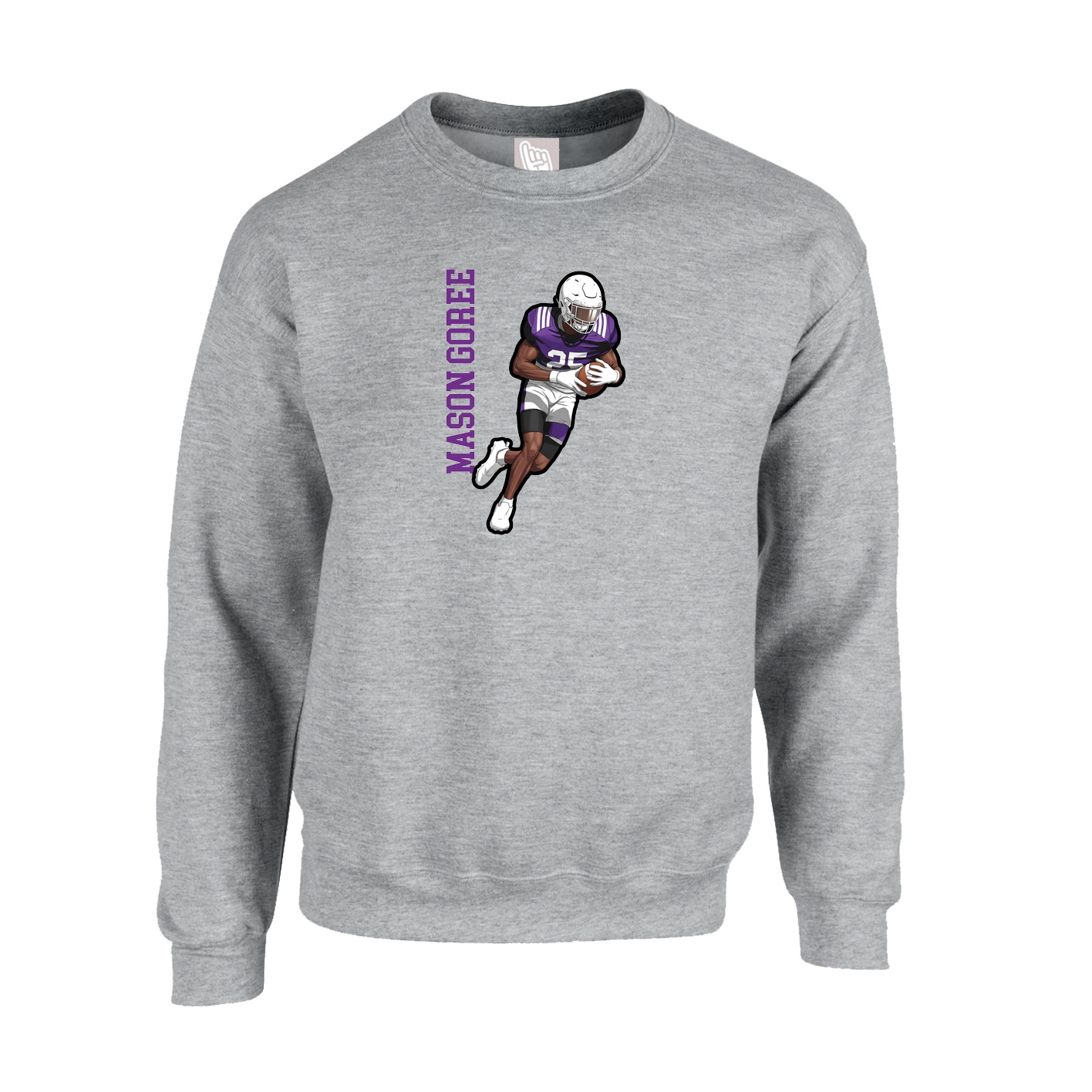 Fleece Crew — Name Vertical in Grey