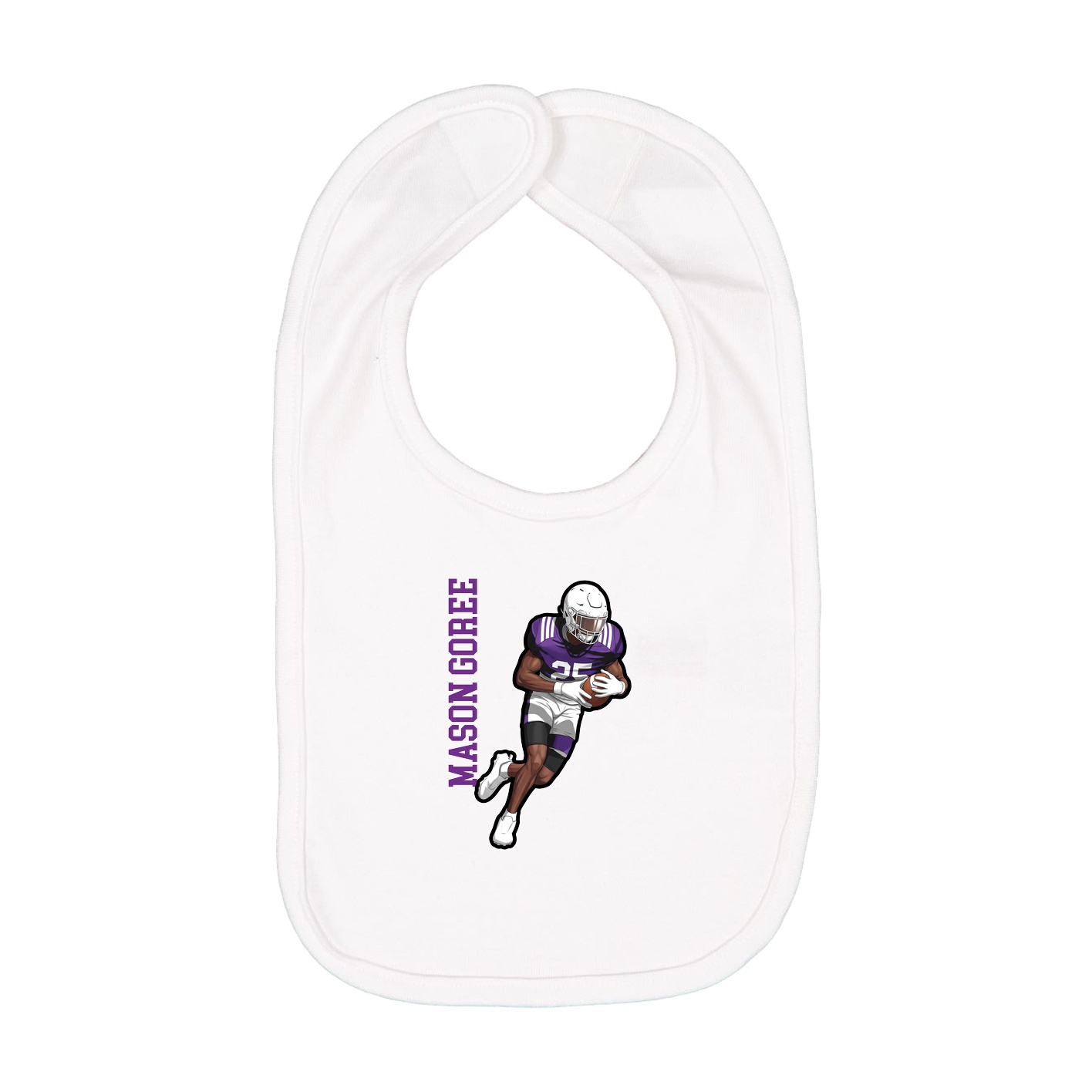 Infant Bib — Name Vertical in White