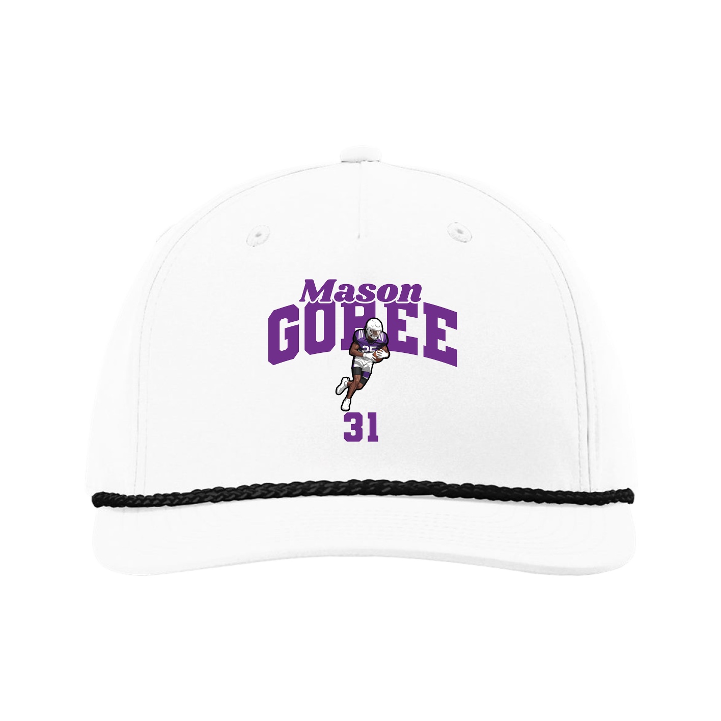 Five-Panel Classic Rope Cap — Signature Arch in White