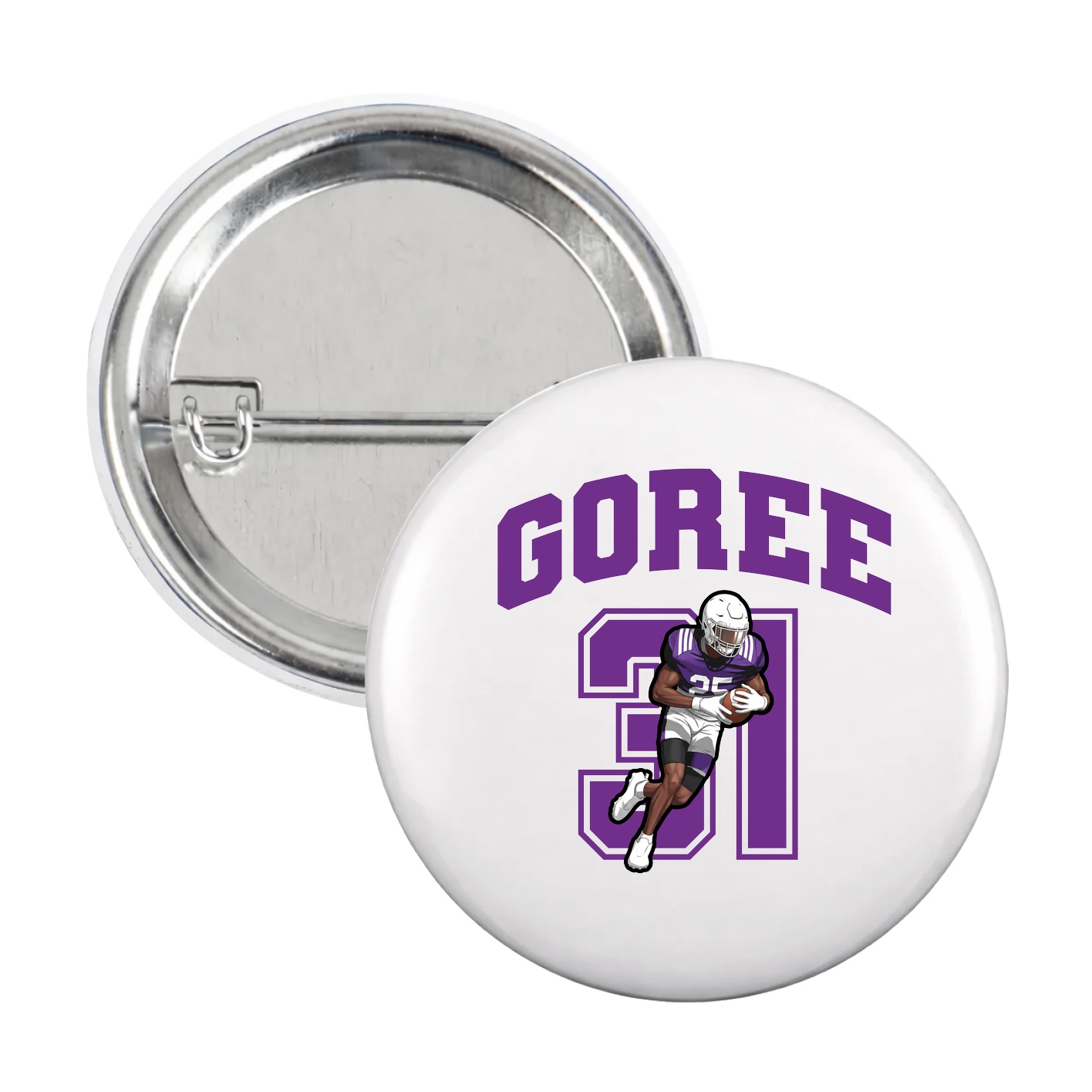 Game Day Button — Number in White