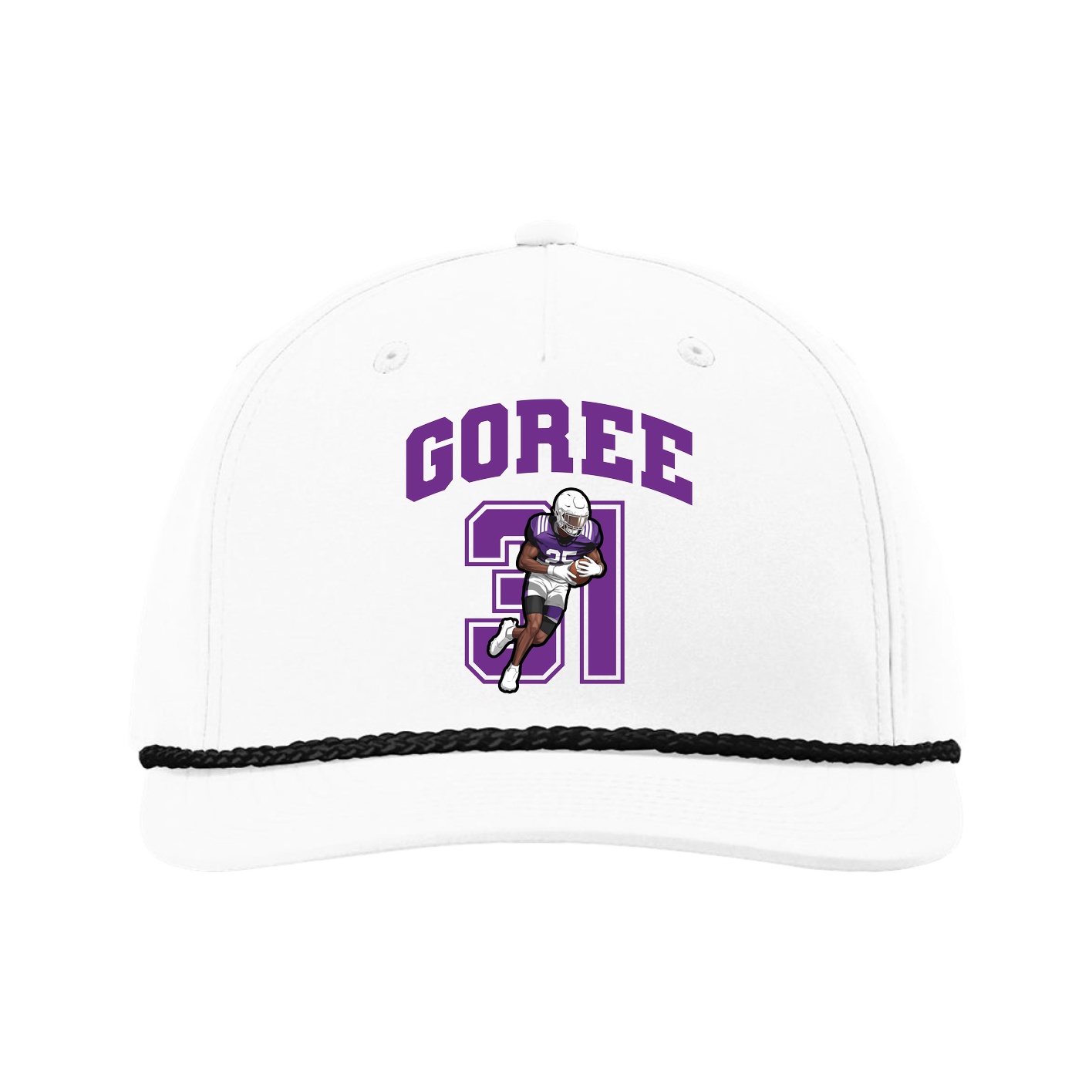 Five-Panel Classic Rope Cap — Number in White