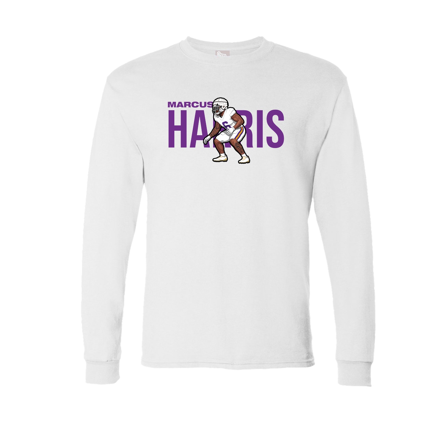 Long Sleeve Tee — Player Name in White