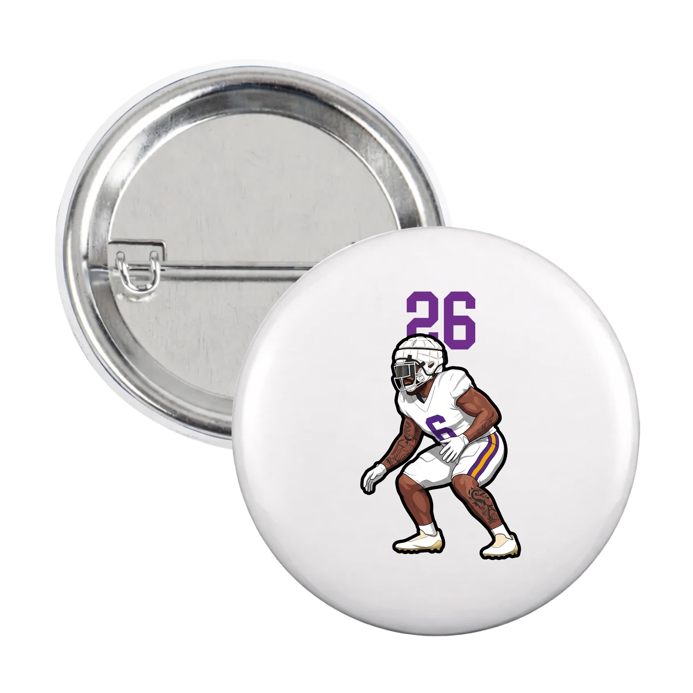 Game Day Button — Number Top in White