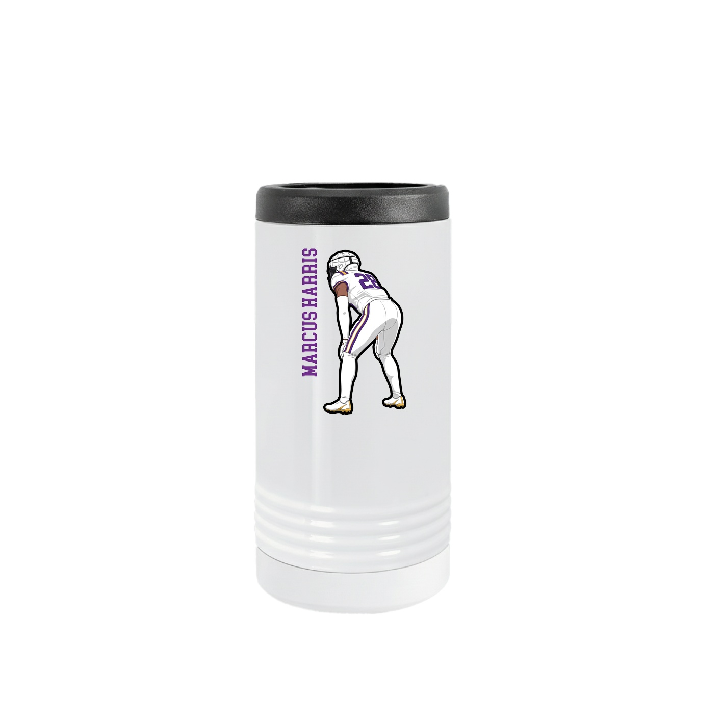Slim Beverage Holder — Name Vertical in White