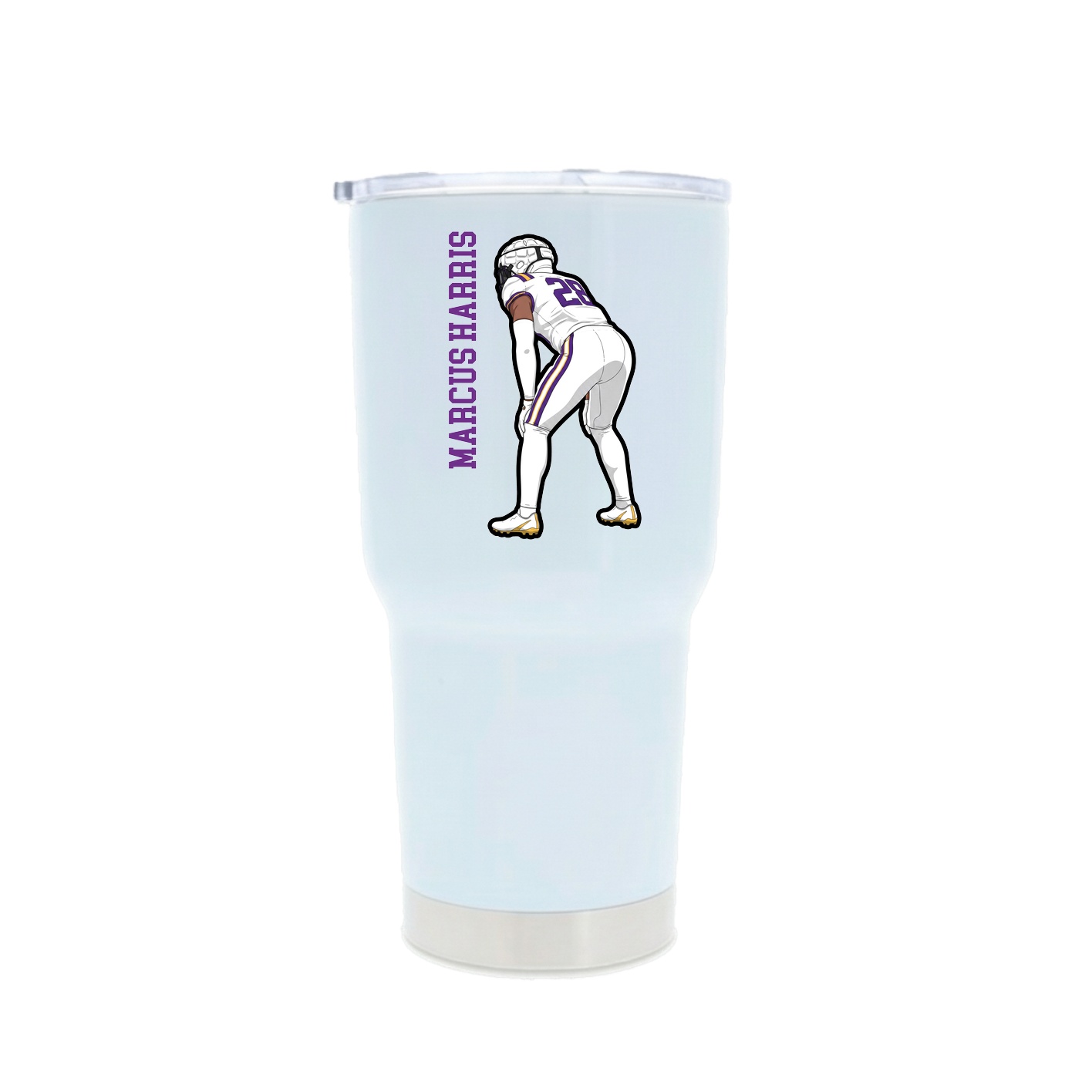 30oz Stainless Steel Tumbler — Name Vertical in White