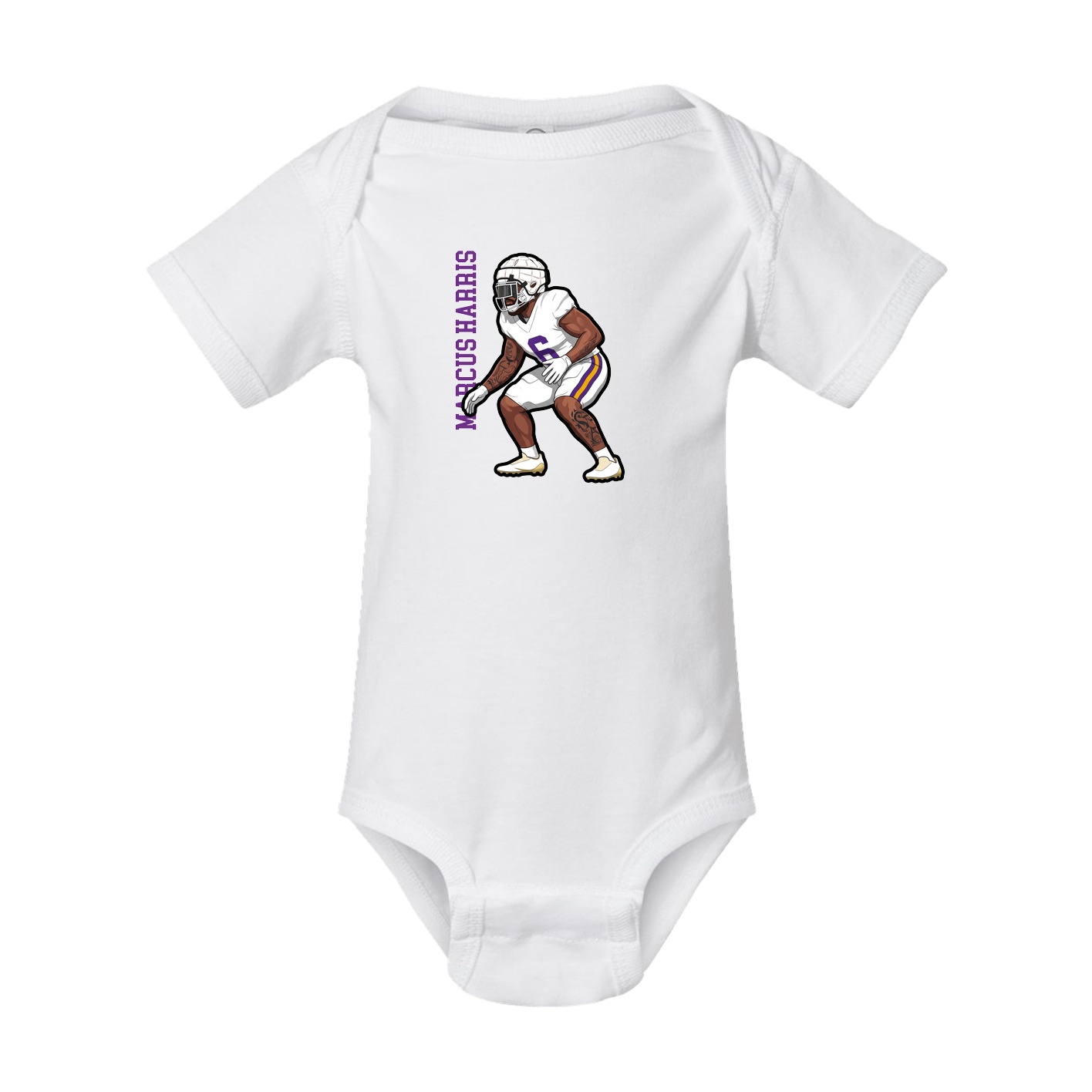 Baby Onesie — Name Vertical in White