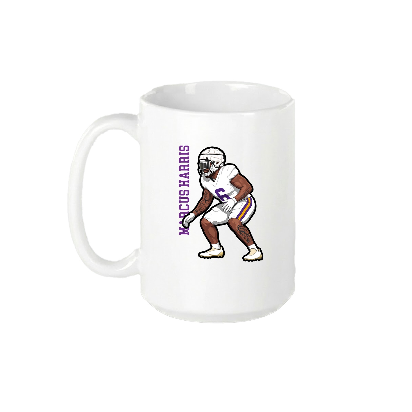 15oz Coffee Mug — Name Vertical in White
