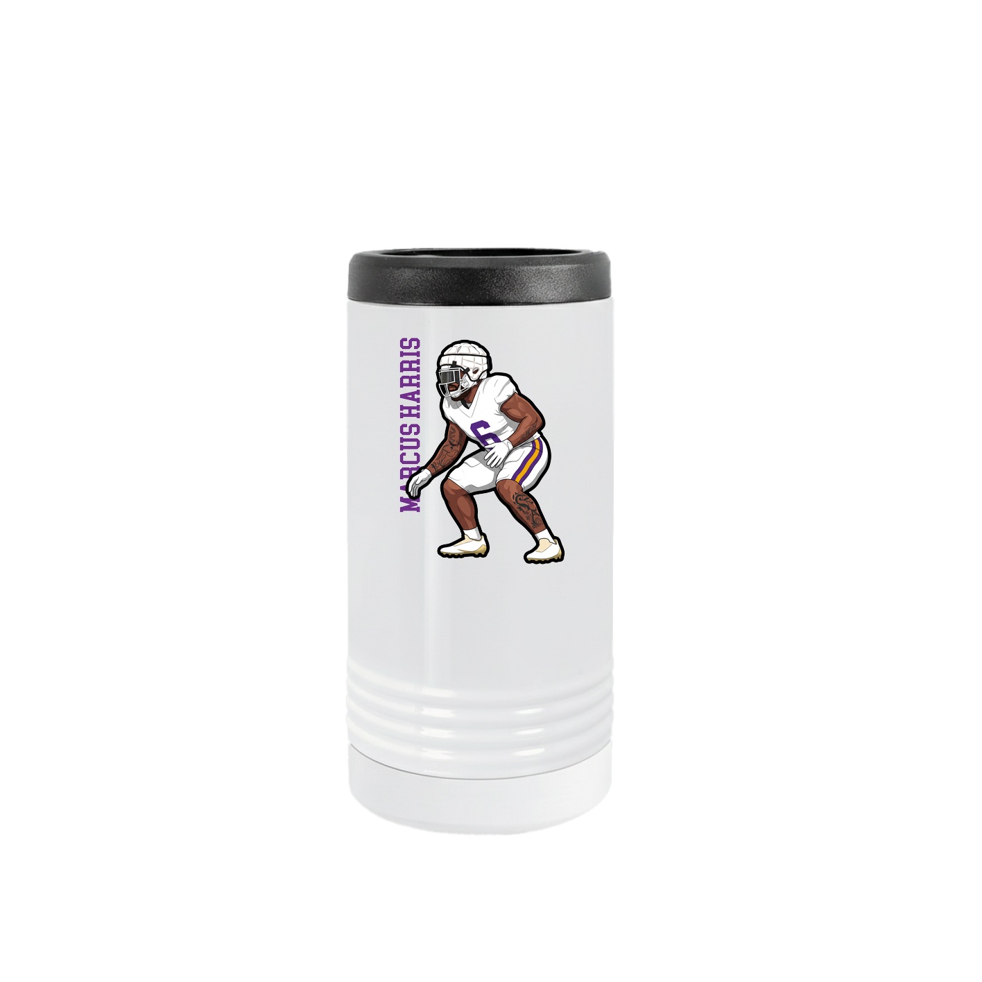 Slim Beverage Holder — Name Vertical in White